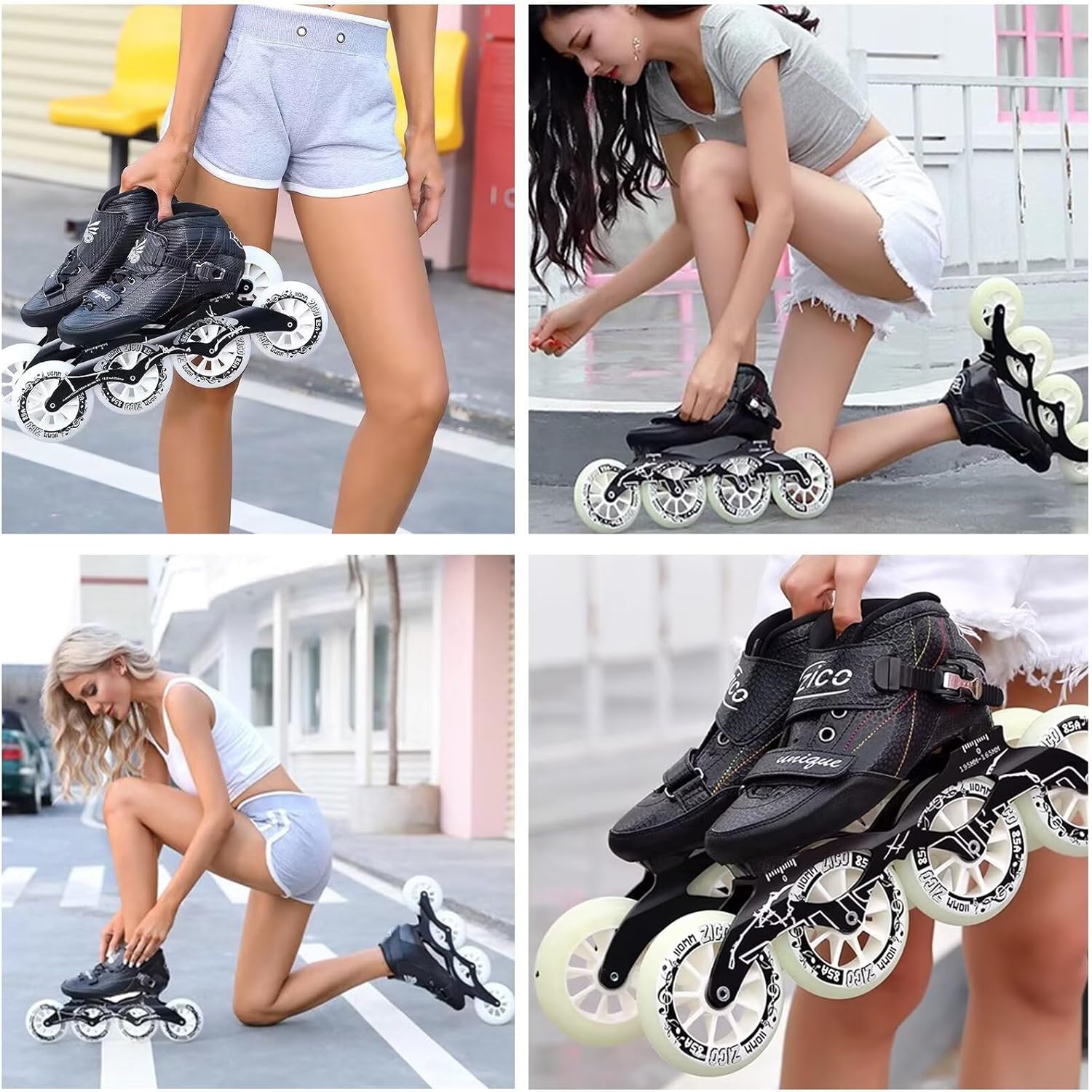 Men's and Women's Inline Roller Skates - 4 Wheels Professional Speed Skating Blades Shoes Outdoor & Indoor Ideal for Boys Girls