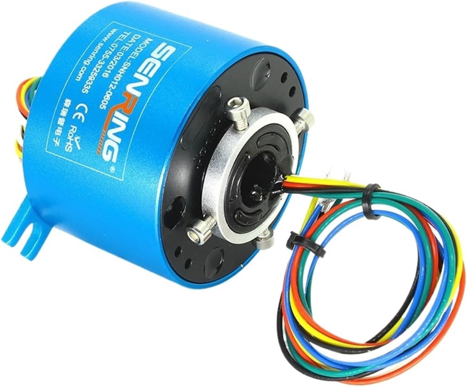 Small Through Hole Slip Ring 12.7mm Bore Size 2/3/4/6 Wires 2A/5A/10A Precious Metal Contacts for Light Duty OD56mm(12.7X56mm 2CH 10A)