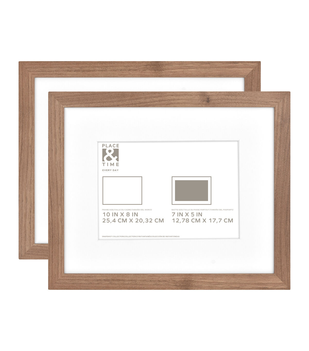 10 x 8 Matted to 7 x 5 Walnut Picture Frames 2pk by Place & Time