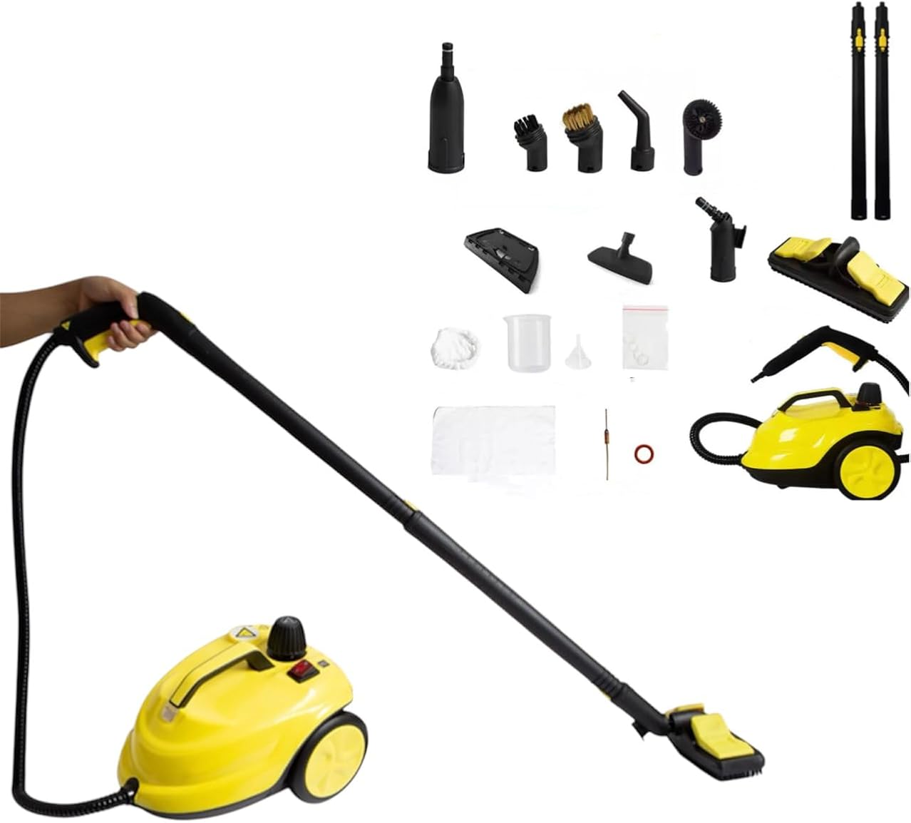 Steam Cleaner, Heavy Duty 2L Canister Steamer with 18 Accessories, Steam Mop for Floor Cleaning, Grout, Upholstery, Car Detailing, High-Temperature Sterilization, and Kitchen Degreasing