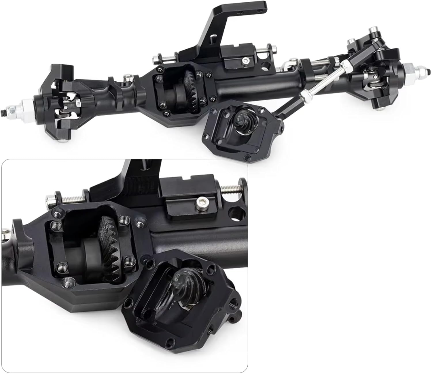 RC Axle Models For Vanquish H10 1/10 CNC Aluminum Front Rear Straight Axle Set RC Crawler Upgrade Parts Model Accessory Assemble Reapir(Black,1set)