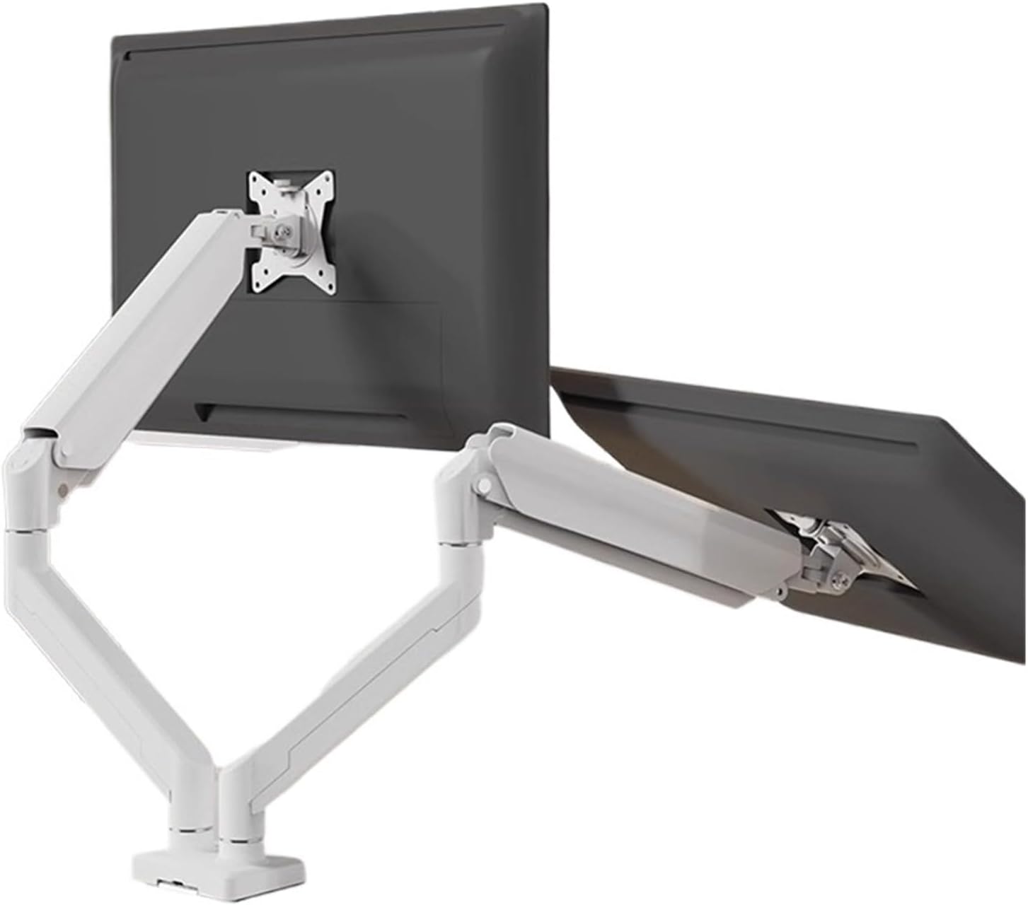 Dual Monitor Stand Fully Adjustable Monitor Desk Mount Swivel Bracket with C-Clamp for 13 to 32 Inch Computer Screens(White)