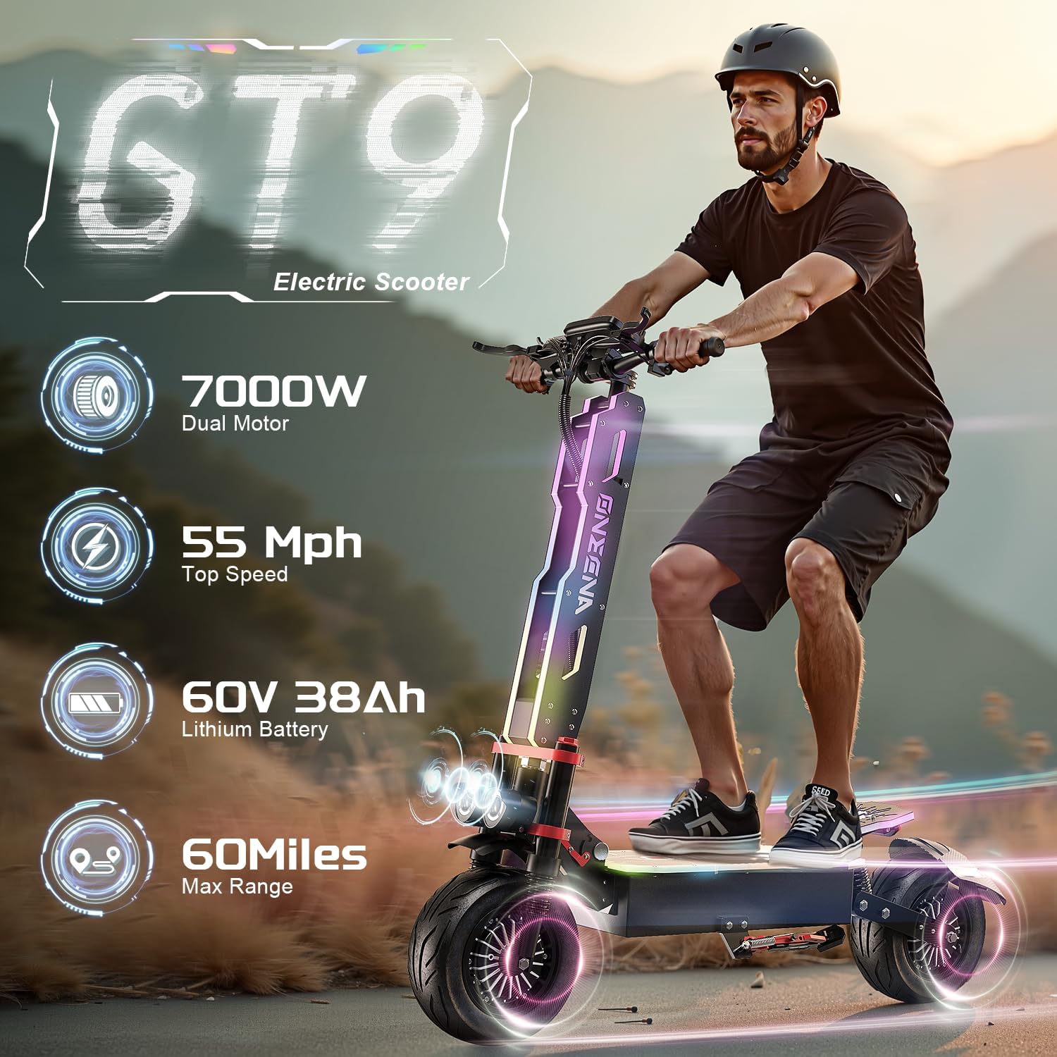 Electric Scooter Adults, 5600W/7000w Dual Motors with 60/70 Miles Range Battery, Up to 50/55 MPH Top Speed, 11