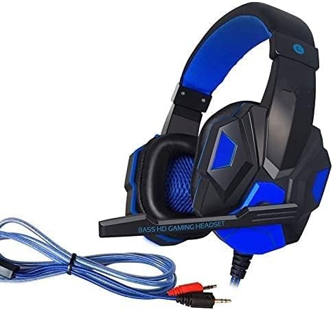Gaming Headset, PC Headset with Noise Canceling Mic & LED Light, Wired Headset for Microphone and PC laptops