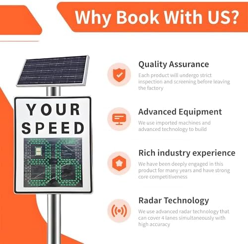 Solar Powered LED Radar Speed Display Sign - Remote Control Traffic Feedback Sign, 20