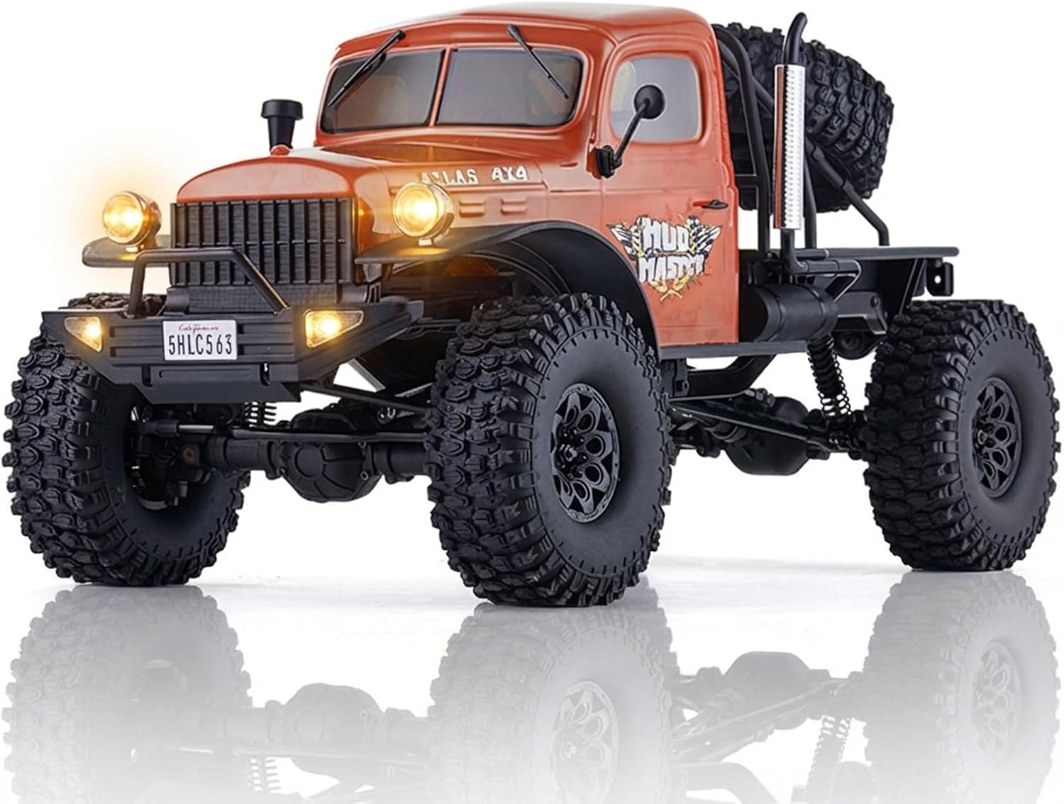 EAZYRC FMS Rochobby 1/10 Atlas Ready Set RC Crawler RC Truck 4X4 with Lighting, 2.4GHz Radio,Ball Bearing, Metal-Gear Full,4 Link Suspension,Rapid Separation Car Body for Adult (Orange)