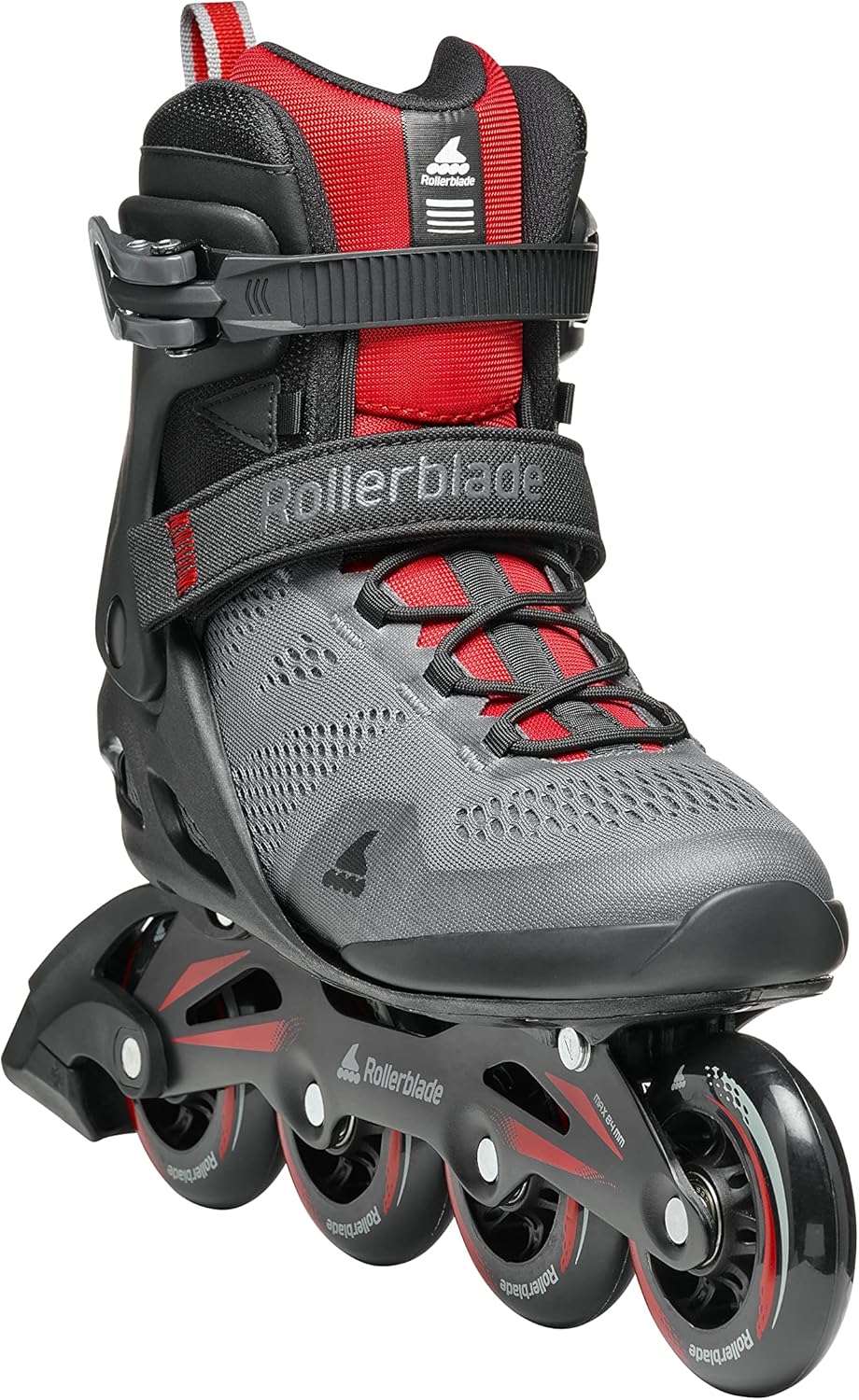 Rollerblade Macroblade 84 Men's Adult Fitness Inline Skate, Dark Gray & Red, Performance Inline Skates