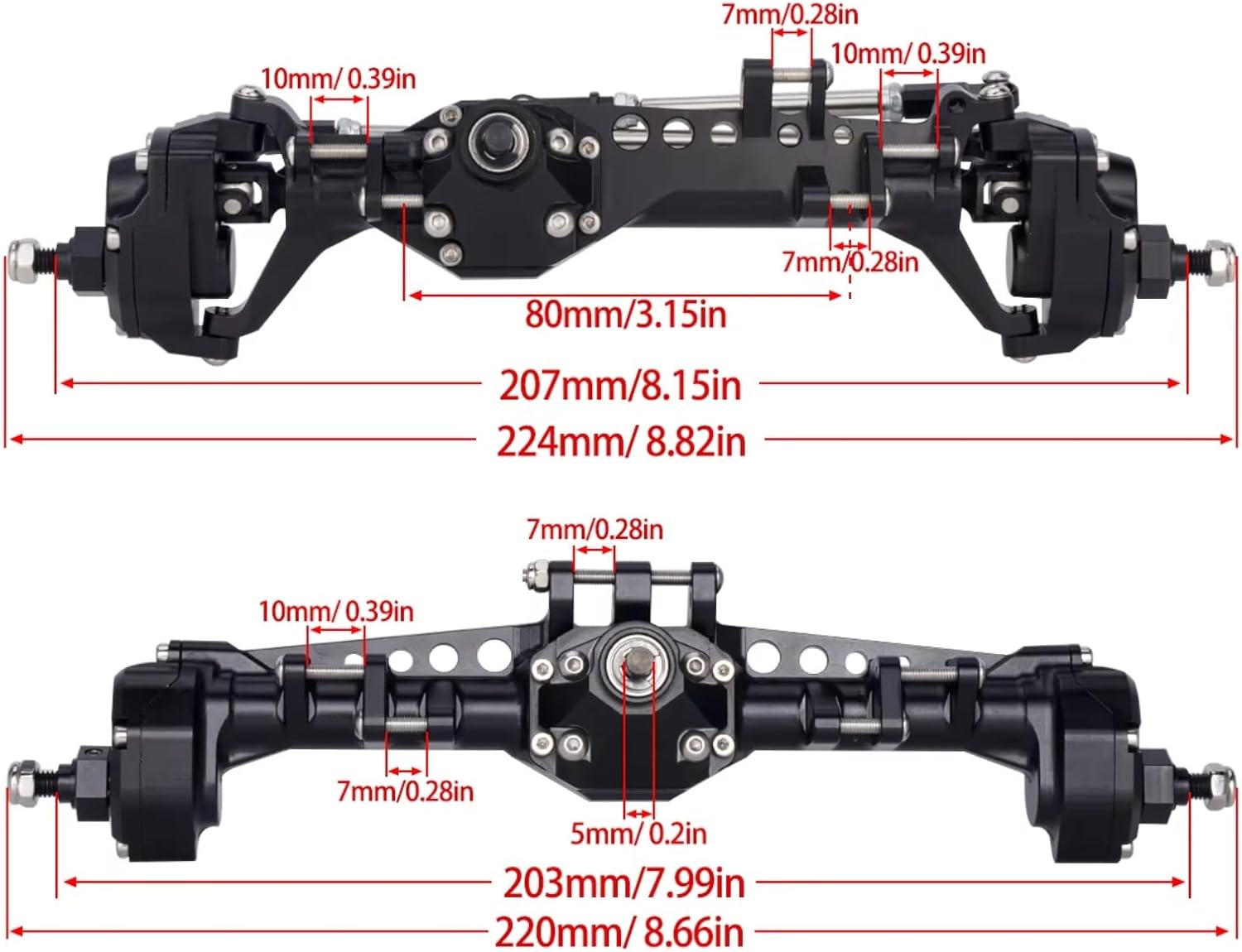 Rc Parts For Axial For Vanquish VS4-10 1/10 CNC Machining High Strength Aluminum Front And Rear Portal Axle Complete Set RC Crawler Parts(Silver,Set)