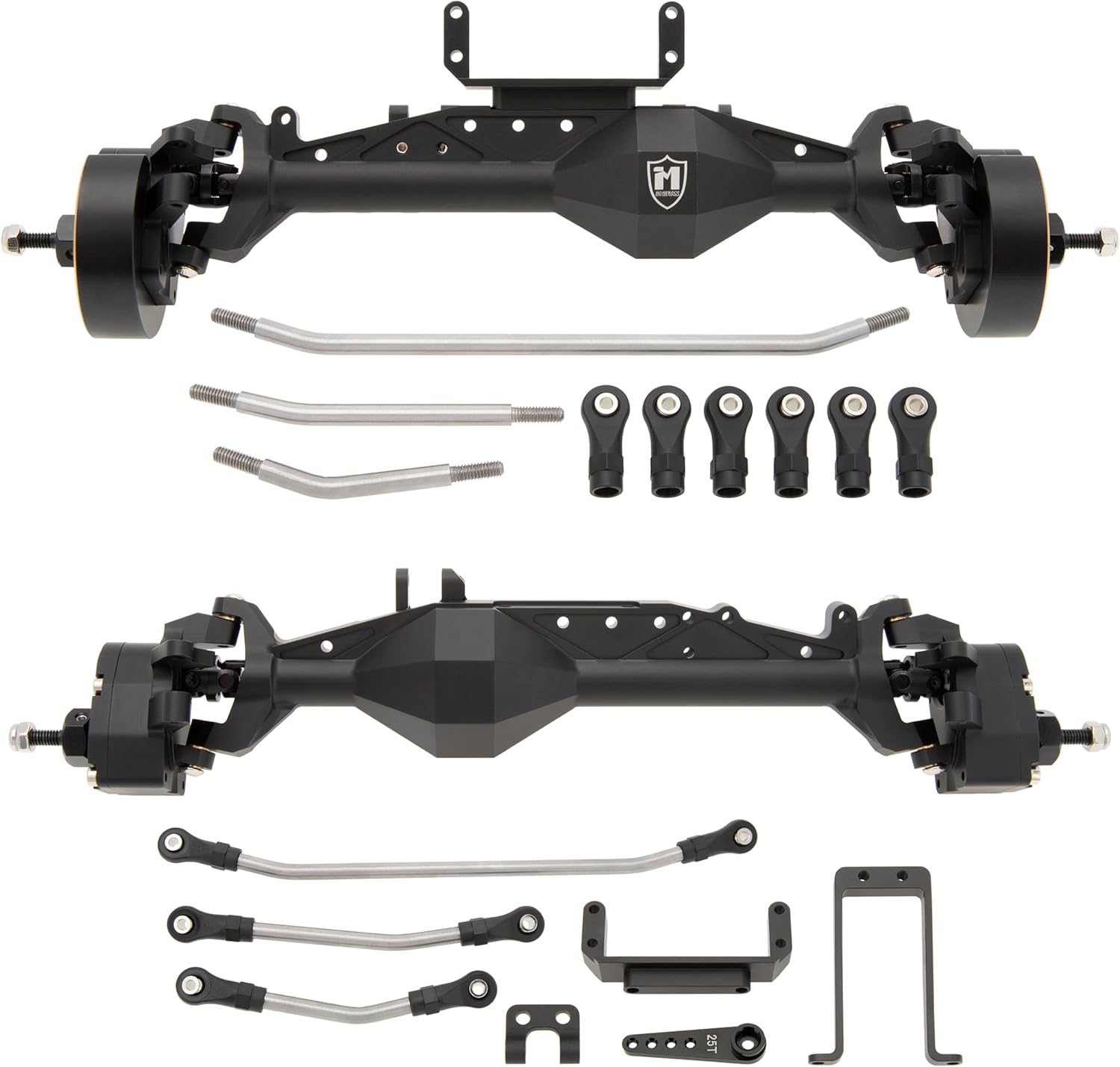 MEUS RACING Capra 1.9 Portal Axles Kit with Isokinetic 3-Section CVDs and Ackerman Steering Structure for Axial Capra 1.9 4X4 and DIY SCX10 SCX10 II Upgrades Parts (Black - 4WS)