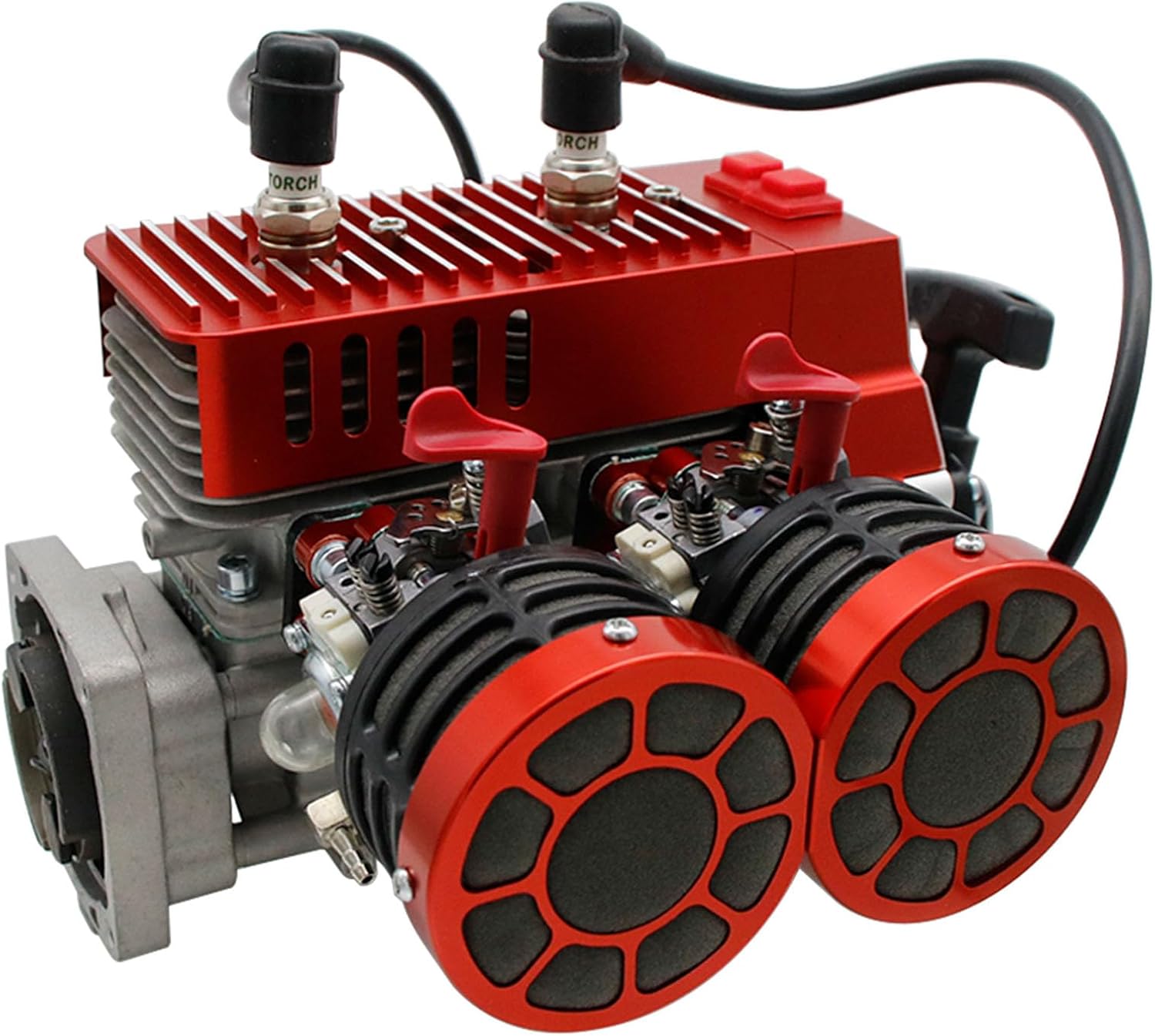 FLMLF CNC 58CC Gasoline Engine Double Cylinders with Carburetor and Spark Plug Kit for 1/5 HPI ROVAN KM Baja Losi 5ive T FG RedCat RC CAR Parts