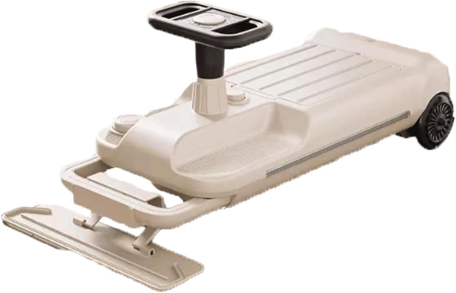 Wiggle Scooter Electric Wiggle Car Swing Car Balance Bike Portable Ride On Cleaning Go Kart with Trailer for Age 3 and Up(Beige)