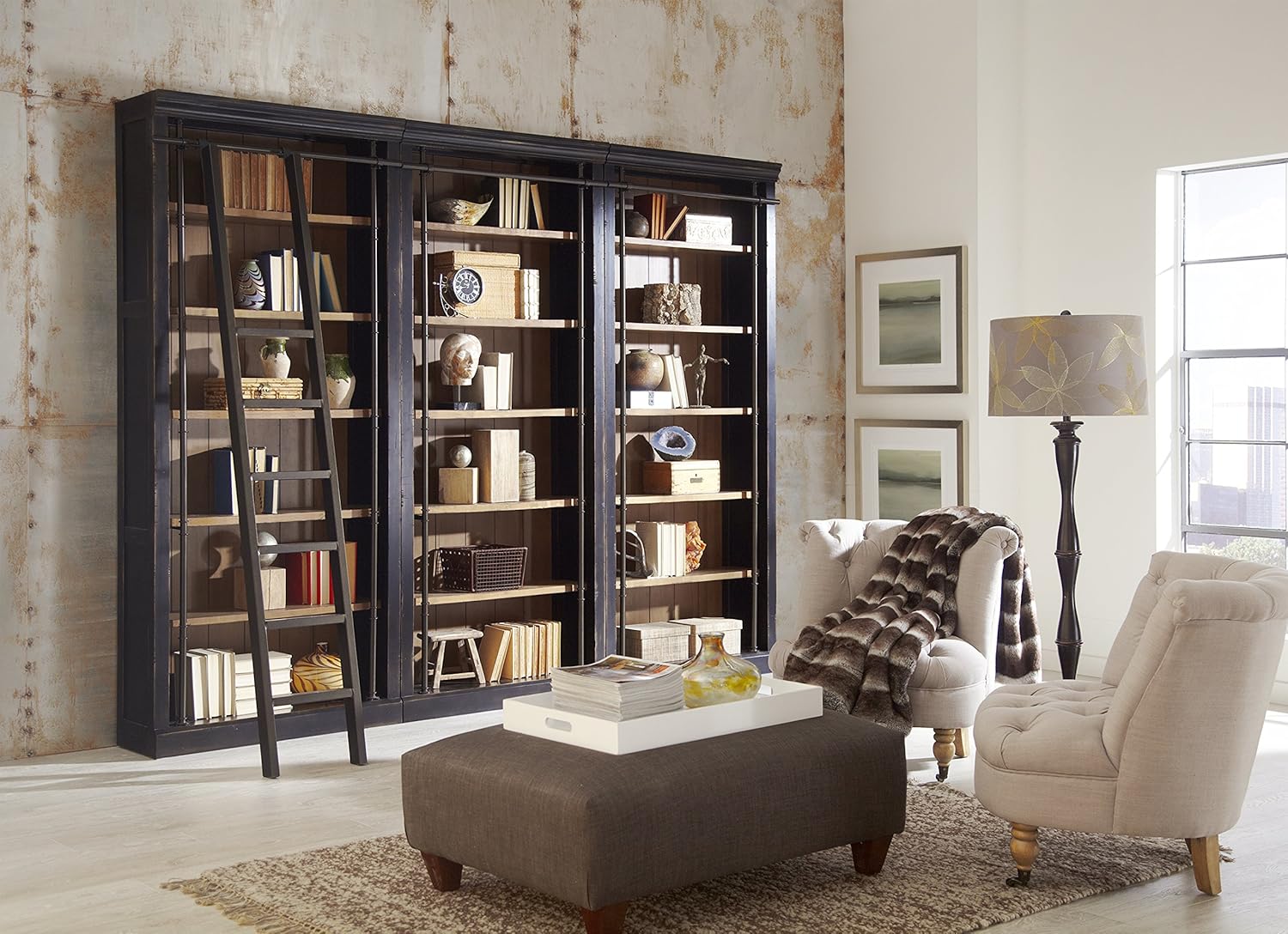 Martin Furniture Fully Assembled Aged Ebony Toulouse 6 Shelves Bookcase,