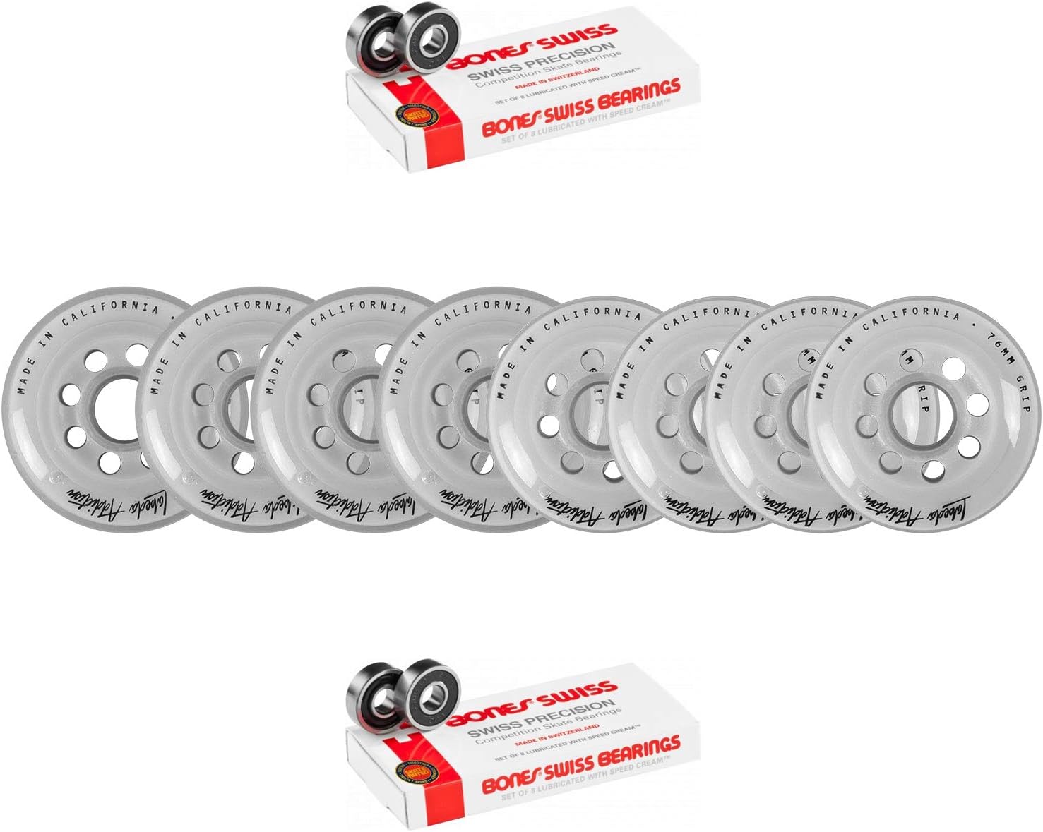 Labeda Wheels 80mm /76mm Hilo Set Addiction White Inline Hockey Bones Swiss