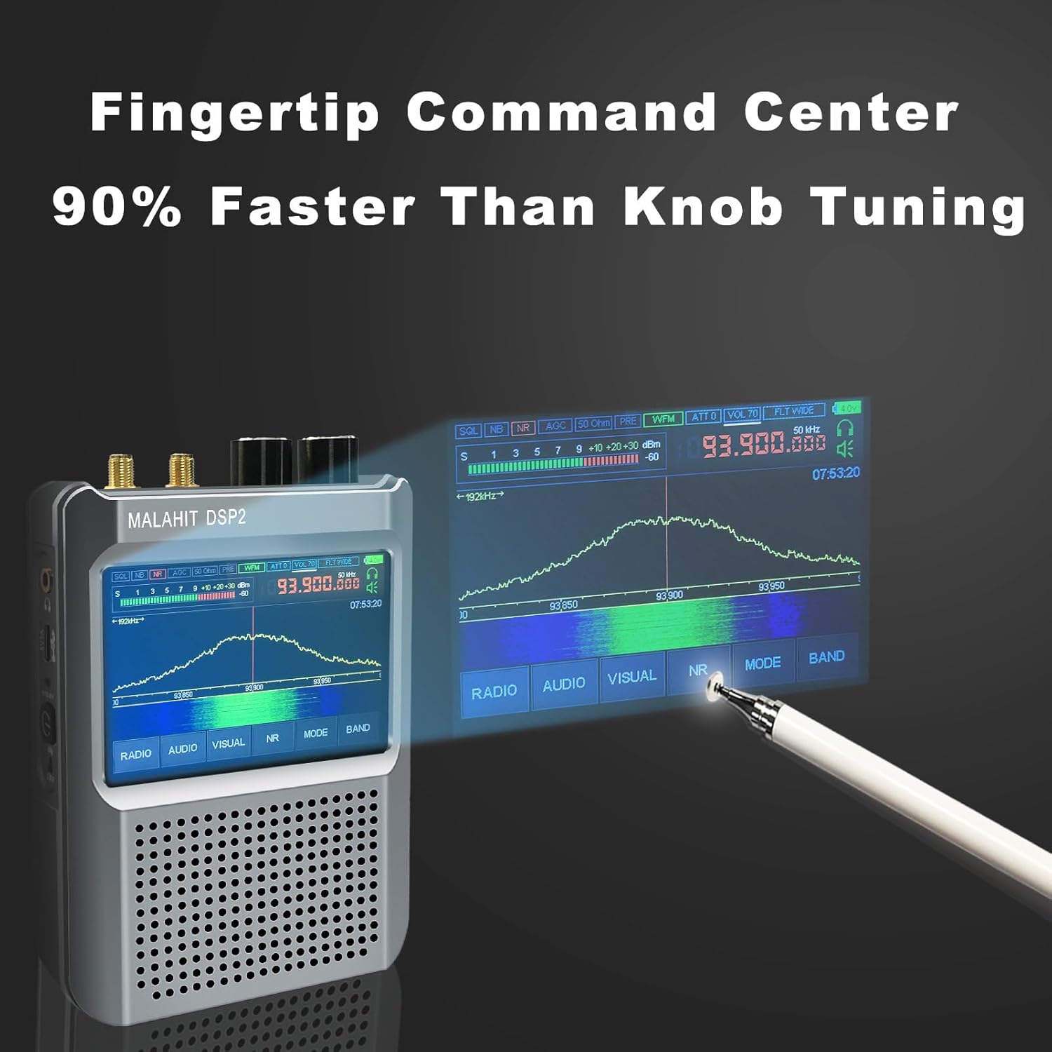 V2.4 DSP2 SDR Radio Receiver, 10kHz-2GHz Shortwave Receiver with 3.5