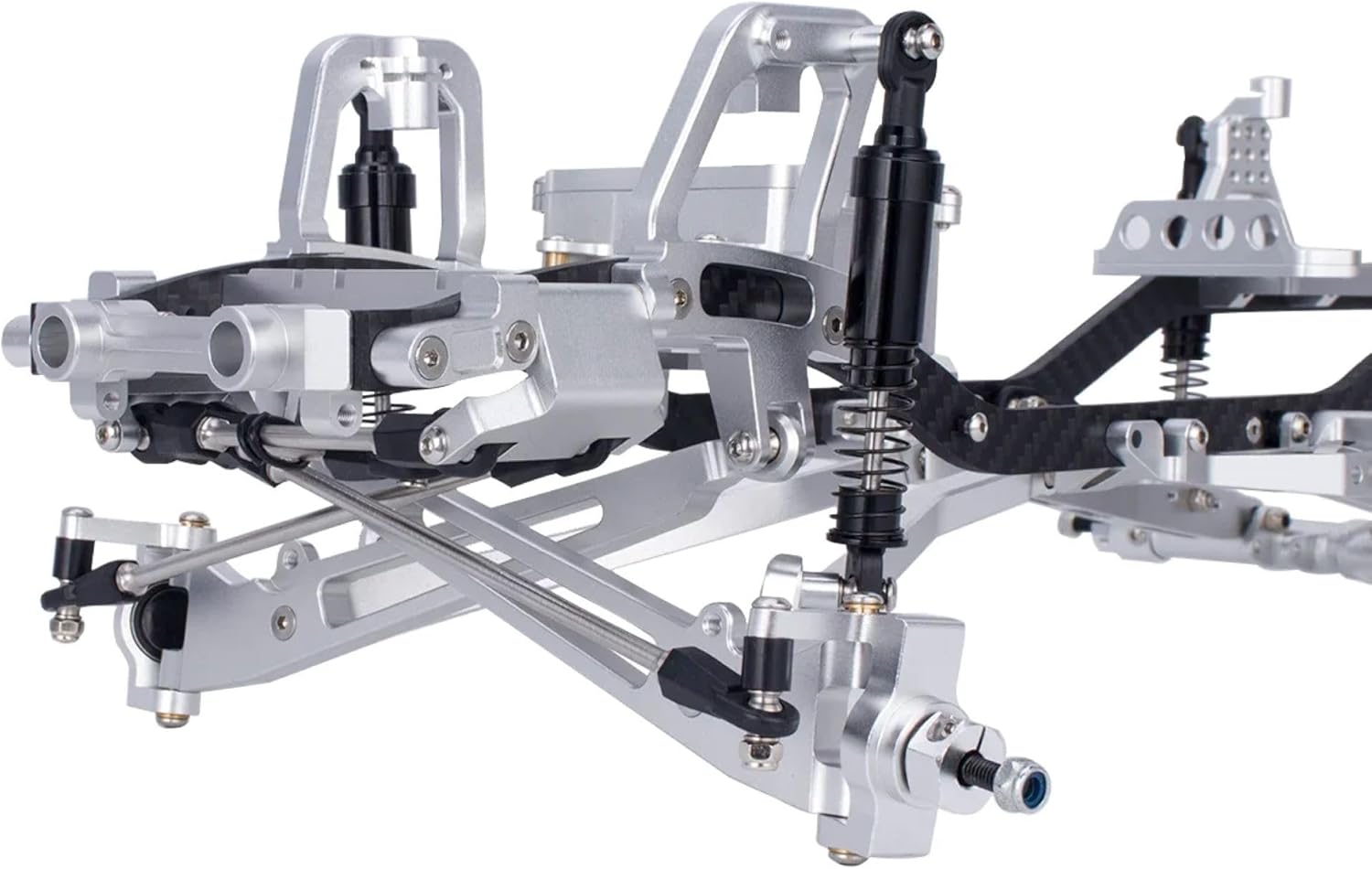 1/10 Scale CNC Metal Chassis Kit for RC Track Vehicle SCX10 II III Pro Capra TRX4 Twin I-Beam 2WD Pre-Runner Upgrade DIY Parts (Silver)