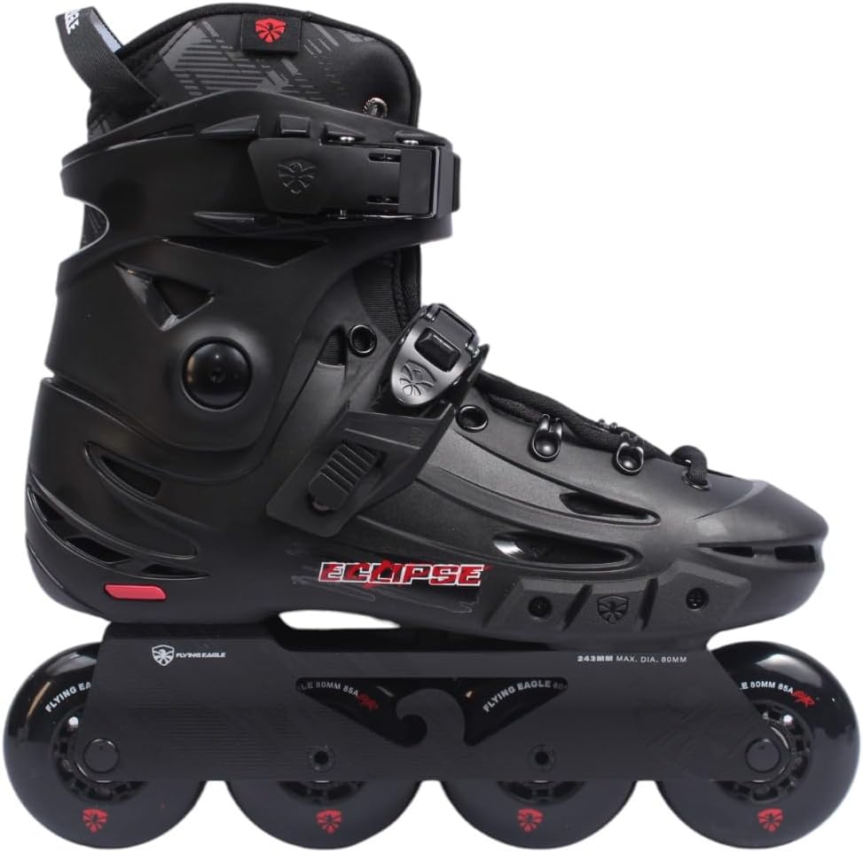 Flying Eagle F5D Eclipse Freeskates - Roller Skates Women, Aggressive Inline Skates Men Sport, Outdoor Roller Skate Shoes for Adults, Inline Skate, Skating Shoes - Black, Men's Size: 3.5-4US / 36EU