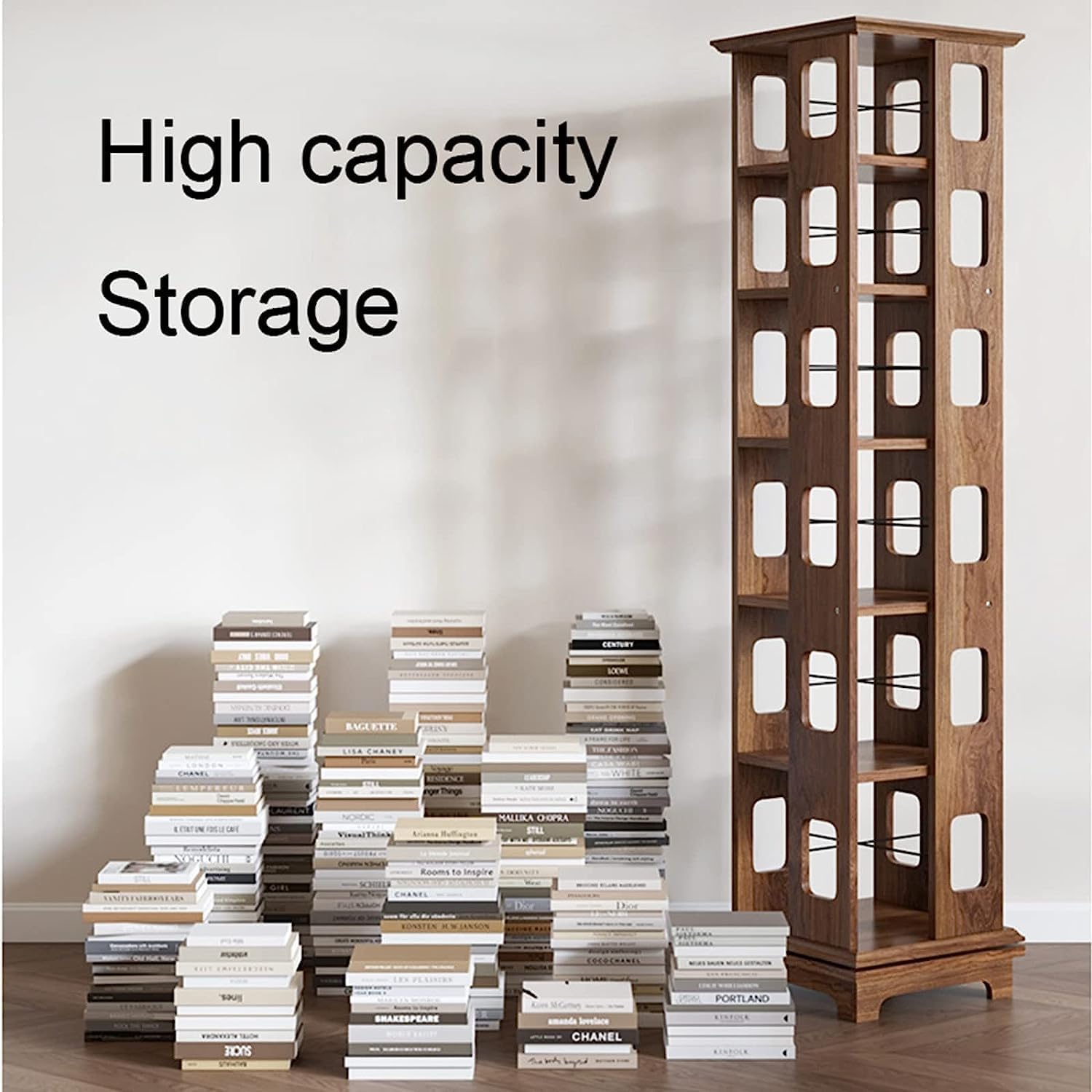 SAAKO Premium Bookshelf 4 Tiers 360° Rotating Bookshelf Creative and Unique Bookcase Living Room Bedroom Home Office Rack Bookcase