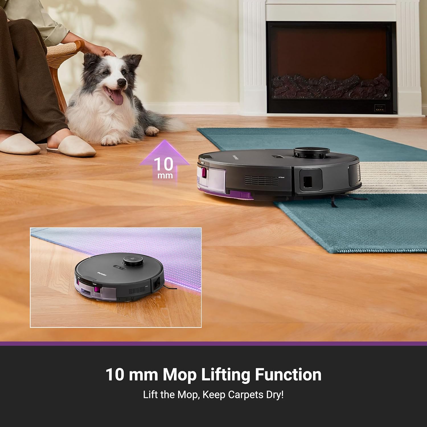 Eureka E20 Robot Vacuum with Bagless Self Emptying Station, Robotic Vacuum and Mop Combo, 45-Day Capacity, Upgraded 8000Pa Suction and Anti Hair-Tangling Brush, LiDAR Navigation, App Control