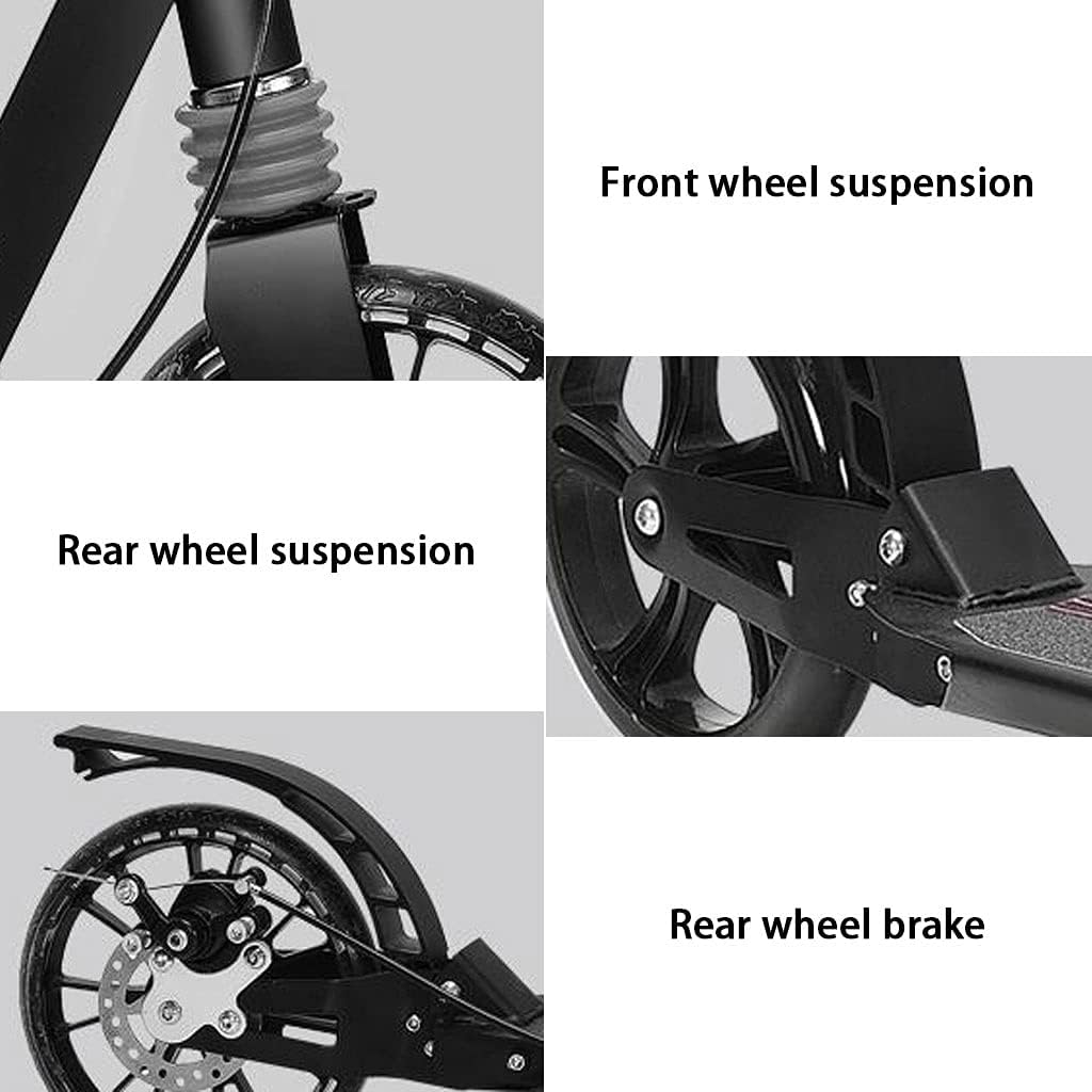 Scooters Folding Commuting Scooter Height Adjustable Kick Scooter, Students Go to School by Scooter, Adult Go to Work Scooters (Color : White, Size : 45 * 32 * 80-105cm)