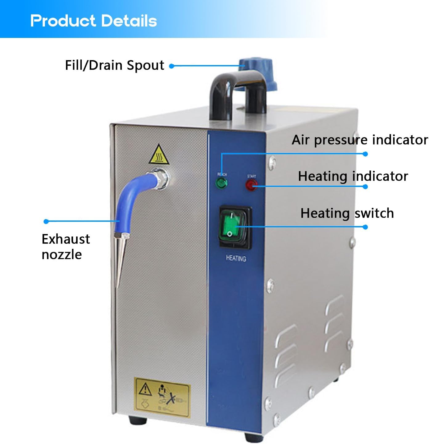 ylpddmm Jewelry Steam Cleaner - 1300W 2L Commercial Electric Gem Washer Cleaning Tool Stainless Steel Jewelry Washer Gold Sliver Jewelry Ring Steamer Cleaner Machine