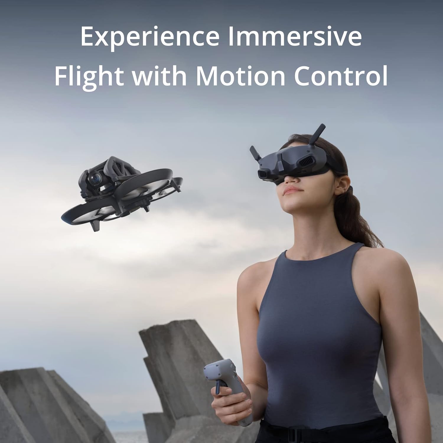 DJI Avata Explorer Combo, FPV Drone with Camera 4K, Super-Wide 155° FOV, Includes New RC Motion 2 and Goggles Integra Black, FAA Remote ID Compliant