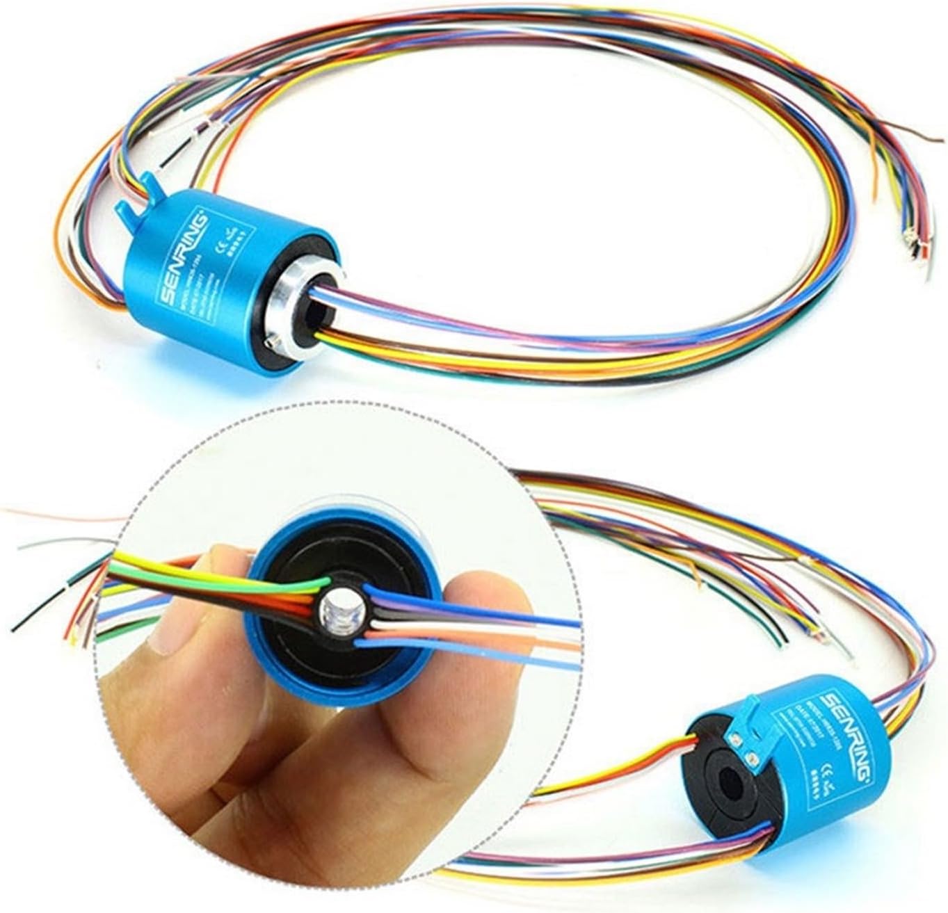 Mini Bore Slip Ring with Flange 8mm Hole Size OD 35mm Electrical Slip Ring 6/12 Circuits 5A Signal Transmission(8X35mm 6CH 5A)