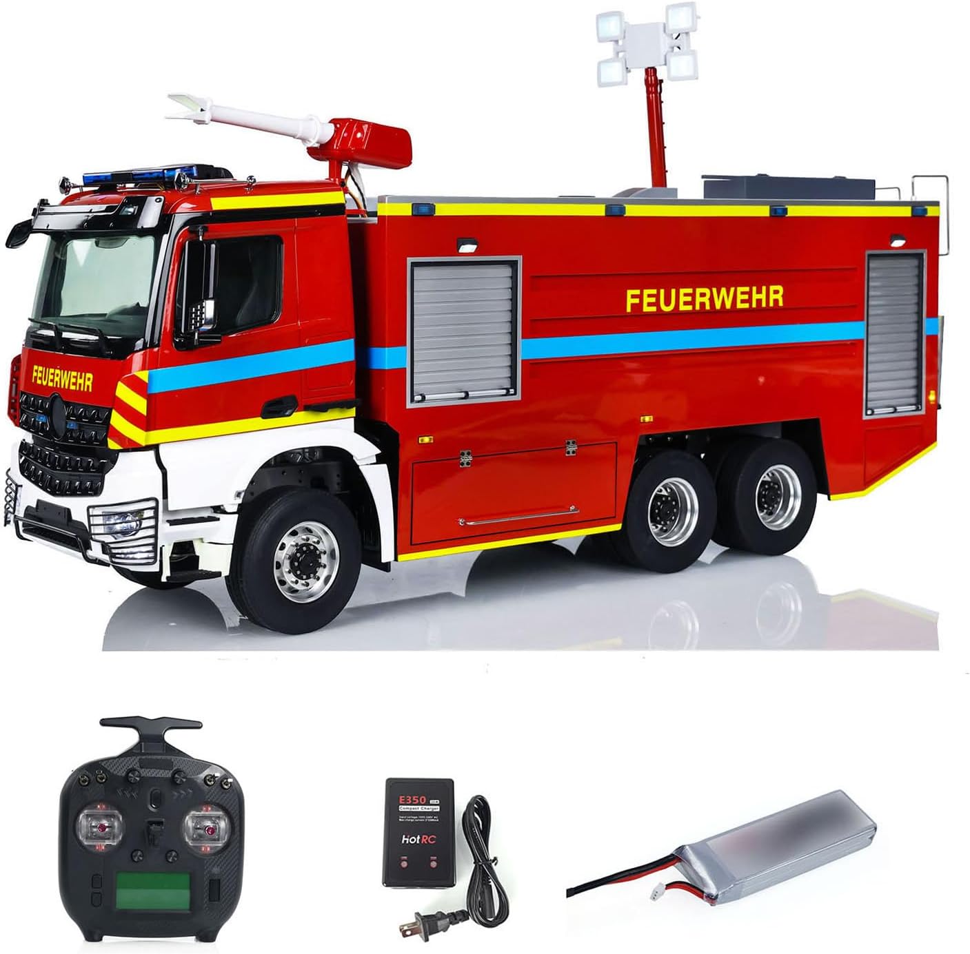 6X6 1/14 RC Fire Vehicles Remote Control Fire Fighting Truck 2-Speed Transmission Differential Lock Axles RTR Car Model Sound