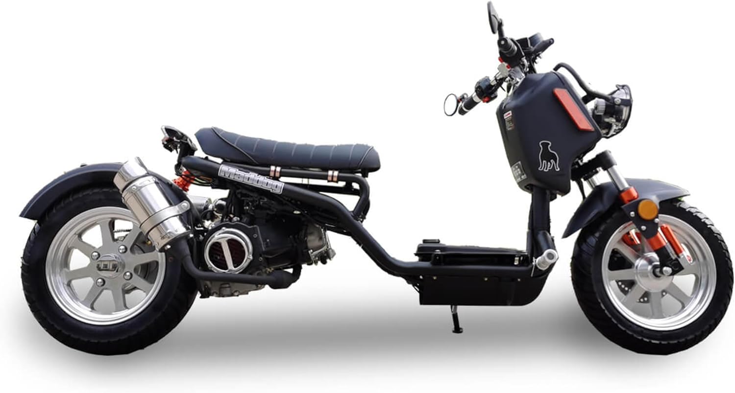 150cc Mean Dog Scooter Generation 4 Automatic Transmission PMZ150-21, Street Legal Motorcycle for Adults, LED Headlights Digital Speedometer, Stretched-Out Ruckus Style Powerful GY6 Engine Smooth Ride