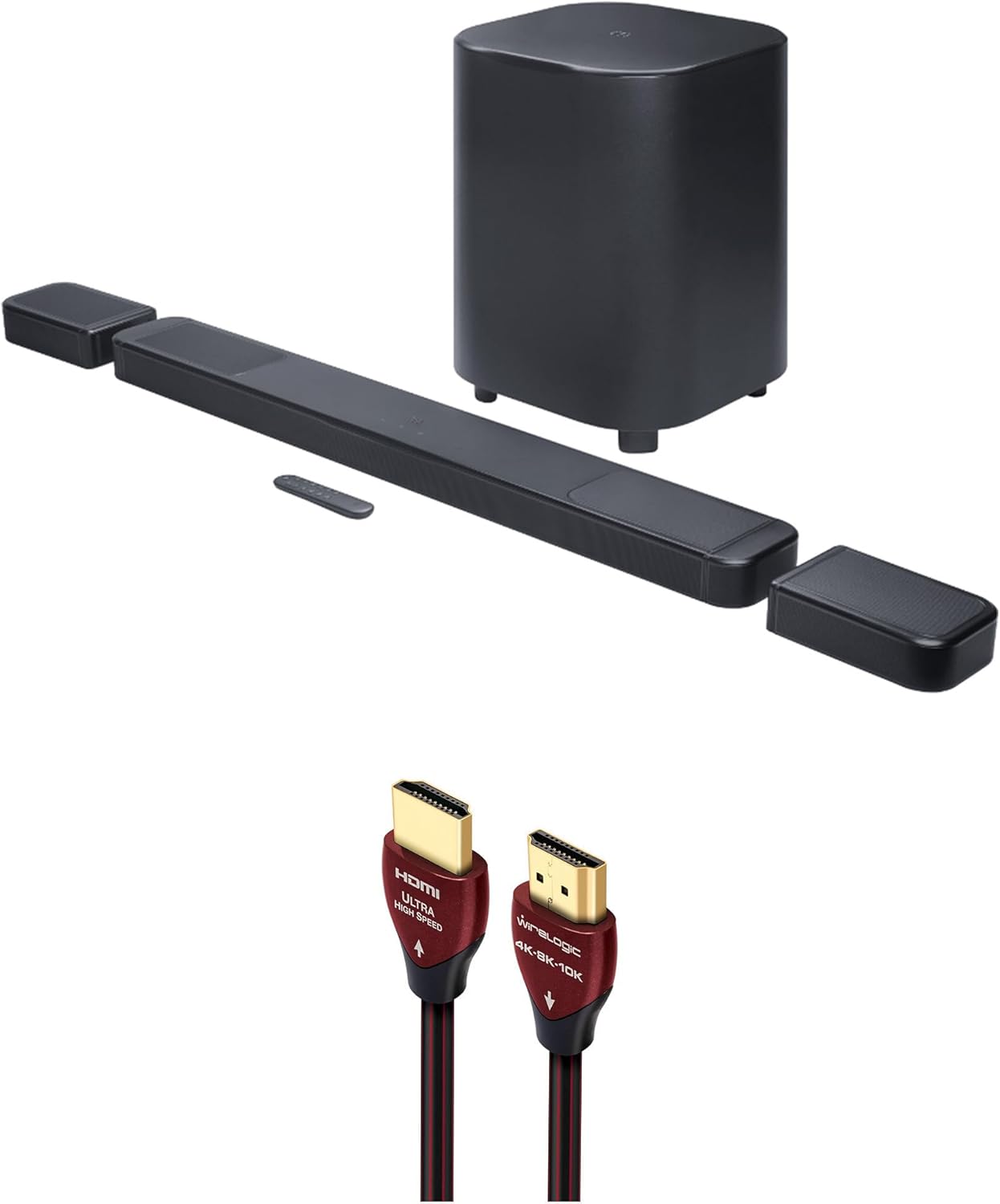 JBL BAR-1300X-MK2 AI Sound Boost Dolby Atmos Soundbar System with a WireLogic Ruby 8ft Ultra High Speed 4K-8K-10K HDMI Cable (2025)