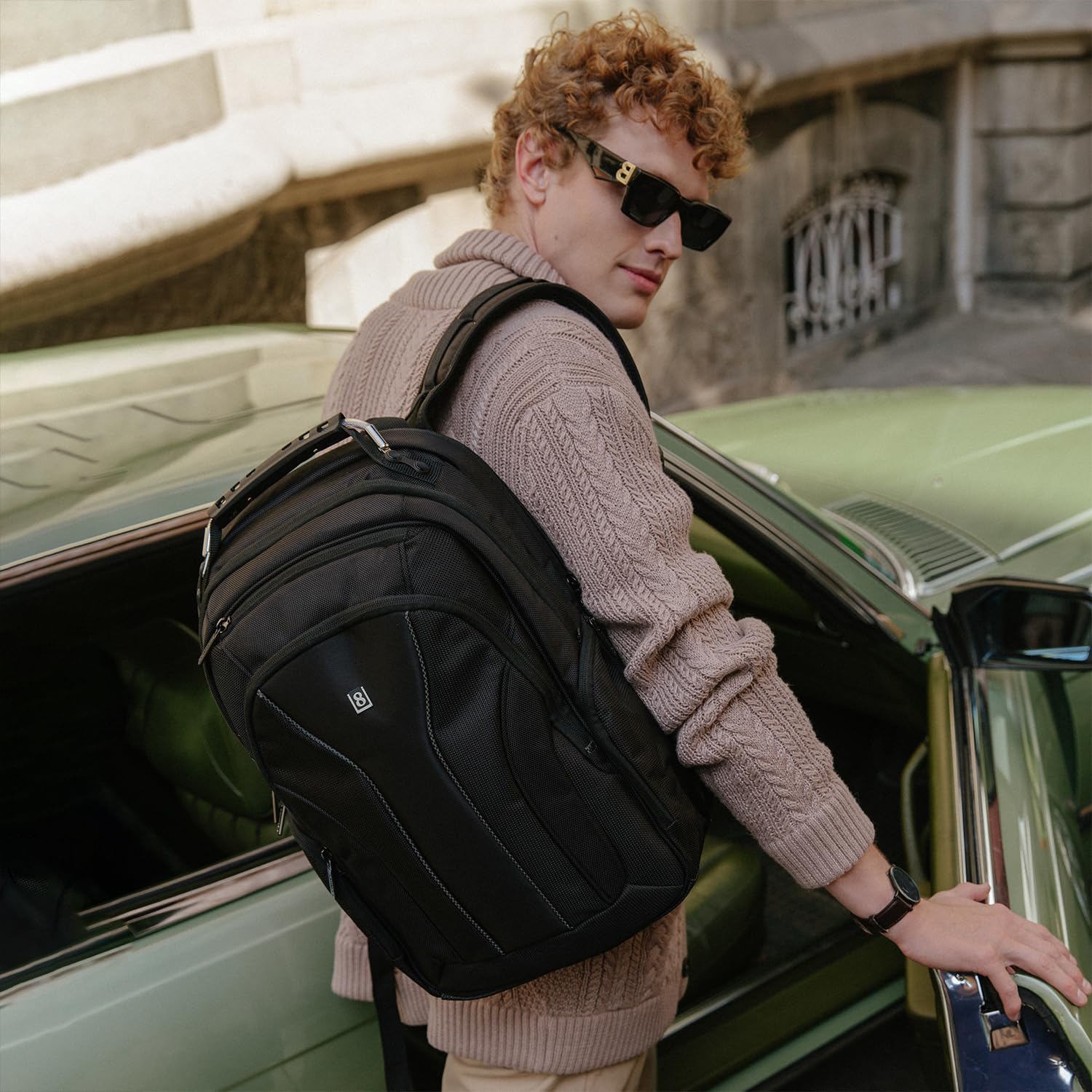 LEVEL8 Carry On Luggage with Compartment, 20 Inch Softside Expandable Travel Rolling Suitcase with 15.6