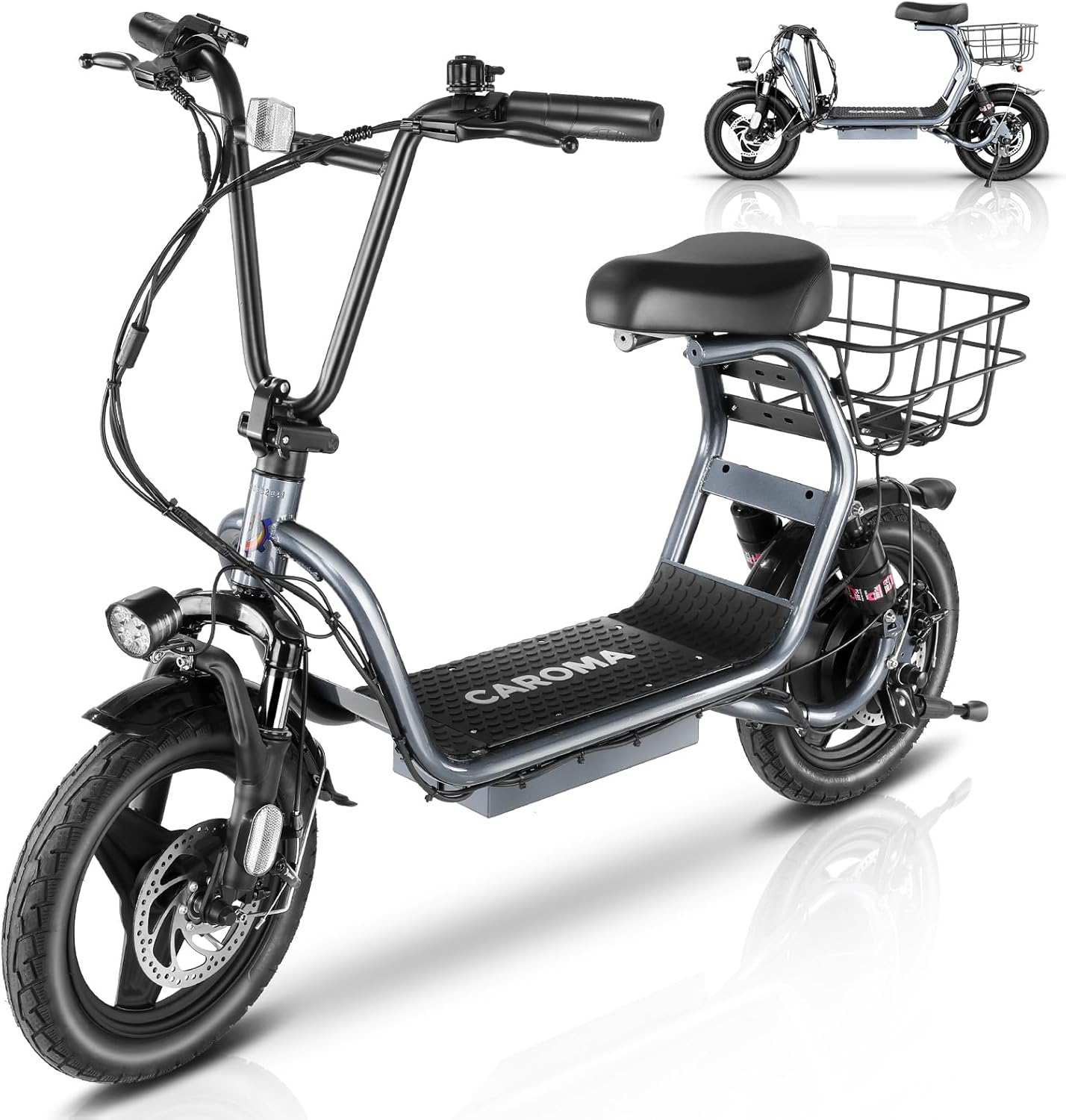 Caroma Electric Scooter for Adults with Seat, 800/1200W Motor, Max 30Miles Ranges&20Mph, 14