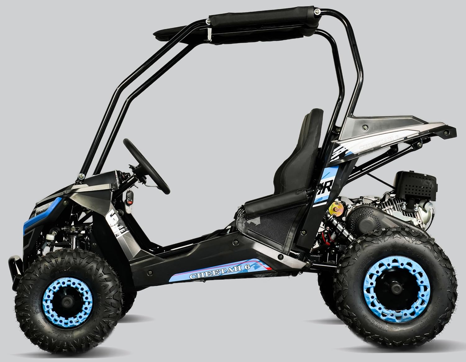 TrailMaster Cheetah 6 Youth Go-Kart - 163cc 5.5HP Engine, 4-Point Safety Belt, Remote Kill, Speed Governor, Suitable for Kids 6-12. with Pre-Assembled Version Now! (Plus, Blue)