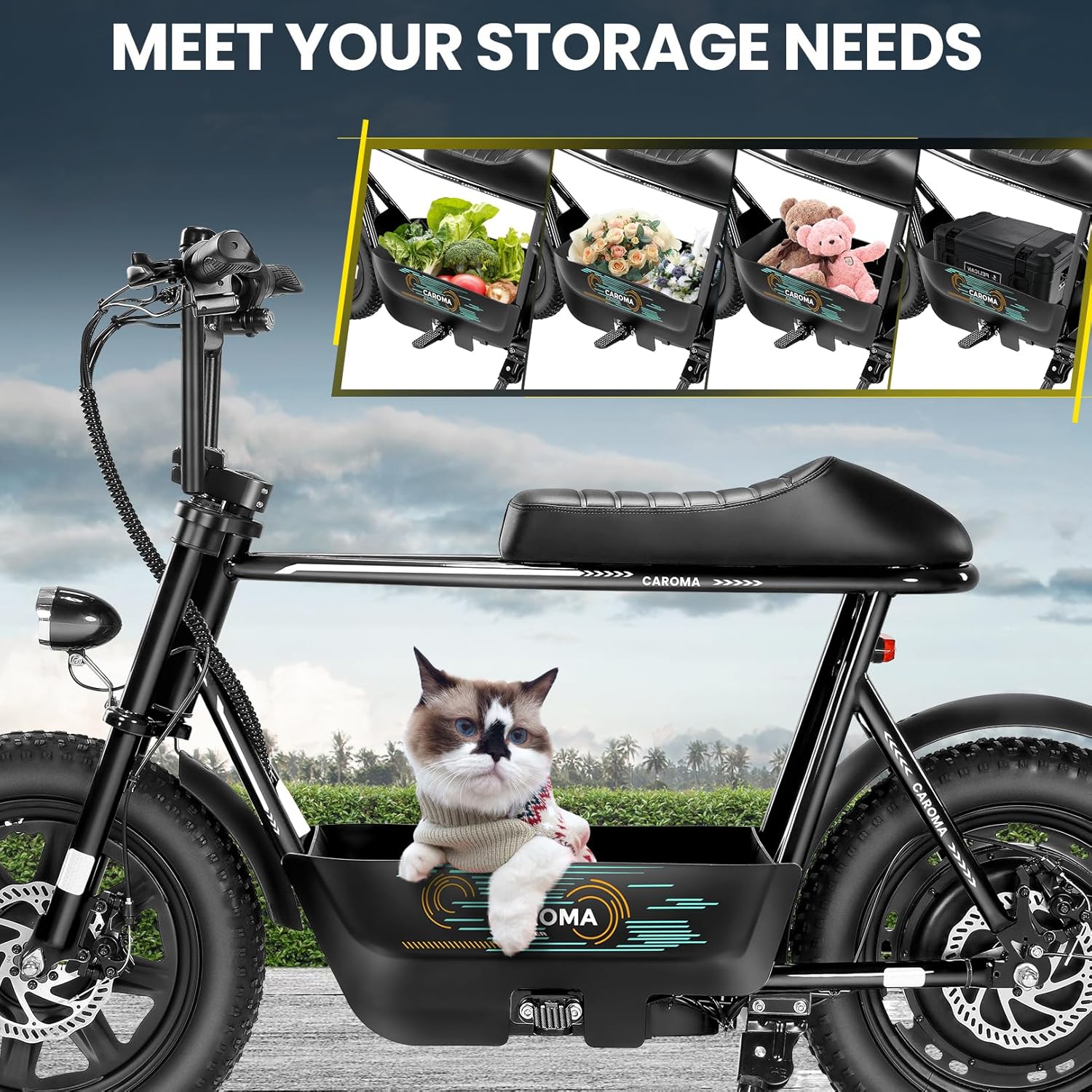 Caroma Peak 500W/800W/1200W Electric Scooter with Seat,16 * 3