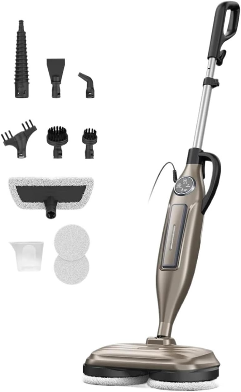 10-in-1 Steam Mop Cleaner With Rotating Mop Pad (VM6),1300W Powerful Floor Steamer For Home Hardwood/Laminate Floor Cleaning Appliances Lightweight Design(Khaki)