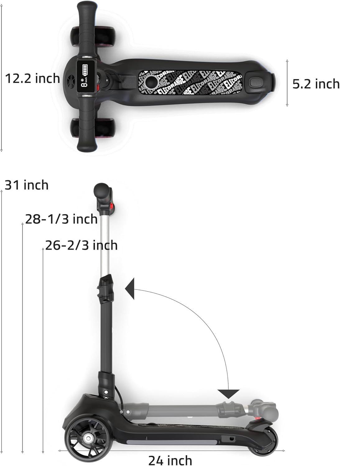 Elecorange T200/T500 Balance Electric Scooter for Kids Age 4-9, 2 Types Front Wheels, Electric Horn, Full Body Lights Up, Wide Deck, 5Mph Safe Speed, 70min Riding, Foldable Kick Scooter Boys & Girl
