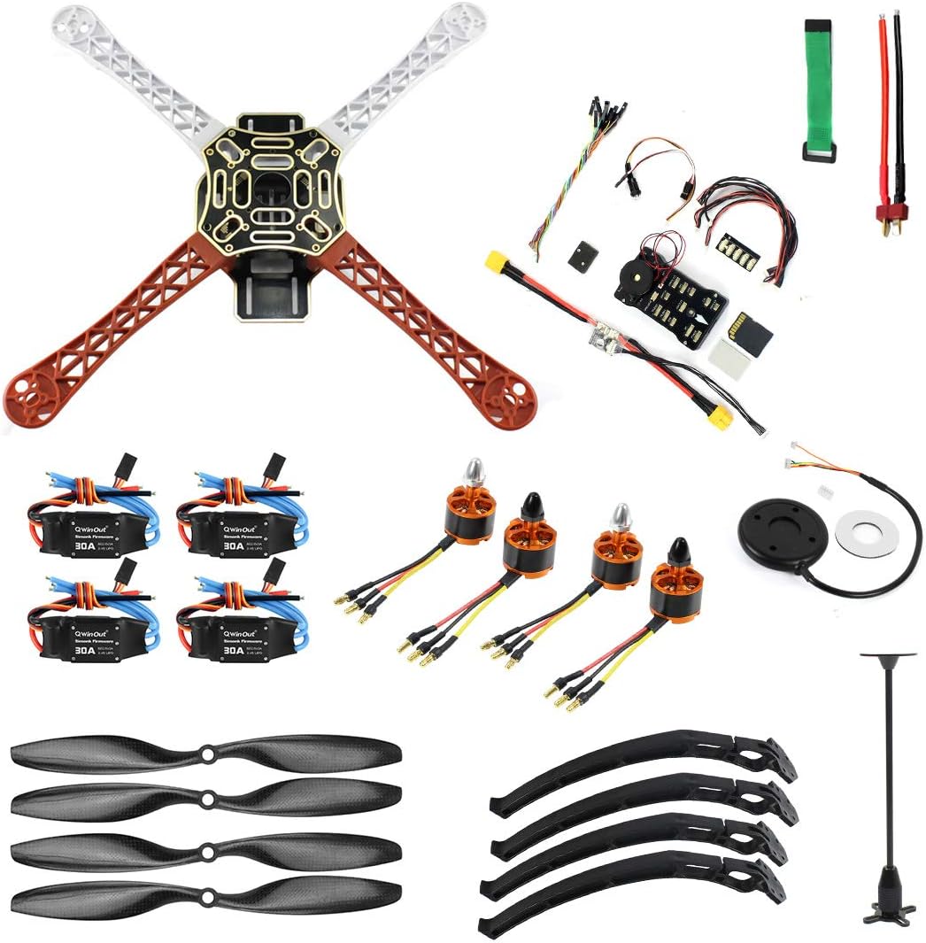 QWinOut DIY FPV Drone Quadcopter 4-axle Aircraft Kit: F450 Frame + PXI PX4 Flight Control + 920KV Motor + GPS + 1043 Propes + 30A ESC