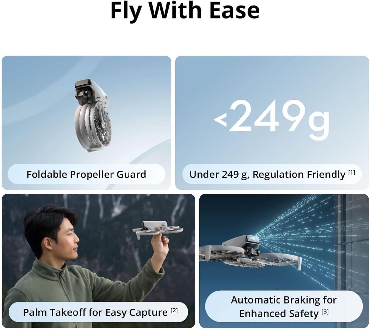 DJI Flip (RC-N3) Bundle with 128GB Micro SD Card& Propeller Guard Ring& Strobe Light - Drone With 4K UHD Camera for Adults, Under 249g, Palm Takeoff, Auto Return, 31-Min Flight Time