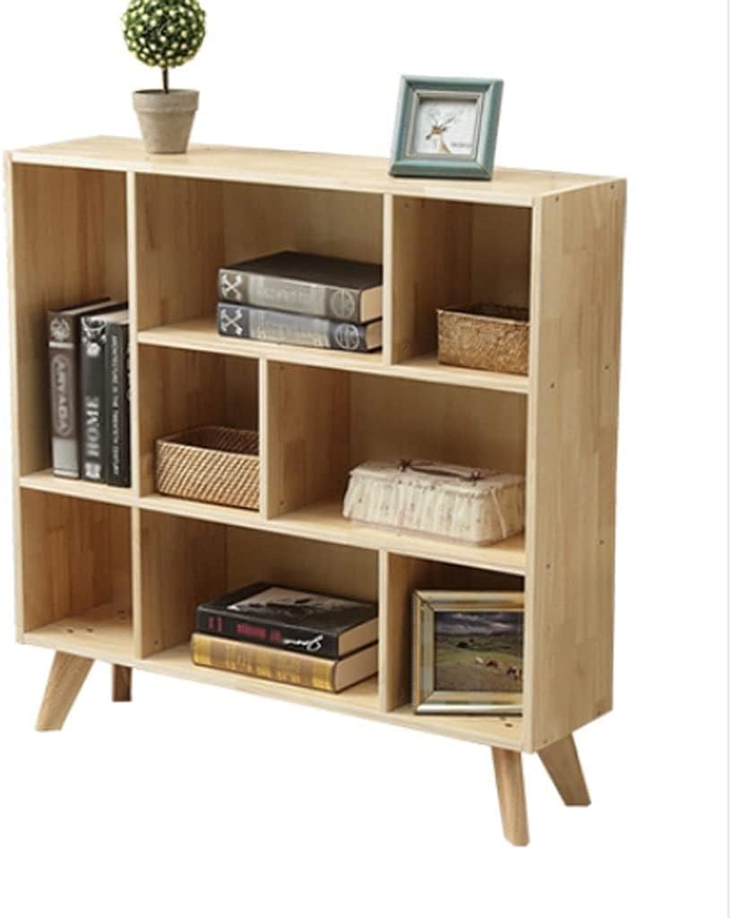 LSHAOBO Bookshelf Solid Wood Multifunctional Shelf, Stylish Bookcase, Storage Display Cabinet with Cabinet Legs(Size:B)
