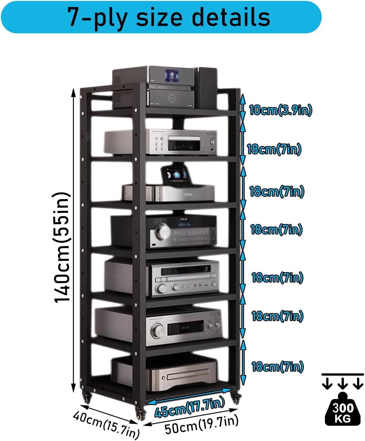 Dernoing 7 Tier Audio Rack Tower