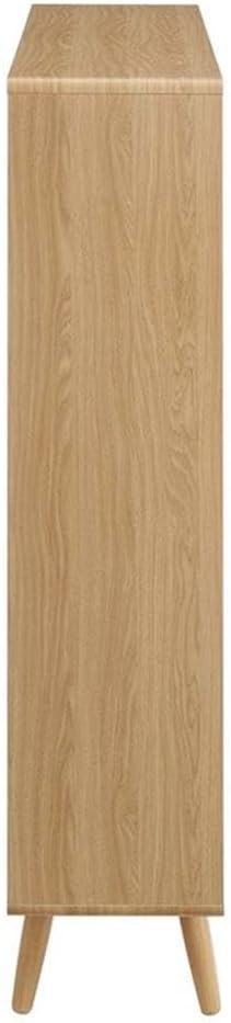 Pemberly Row 7-Shelf Wood Bookcase with Splayed Dowel Legs in Oak