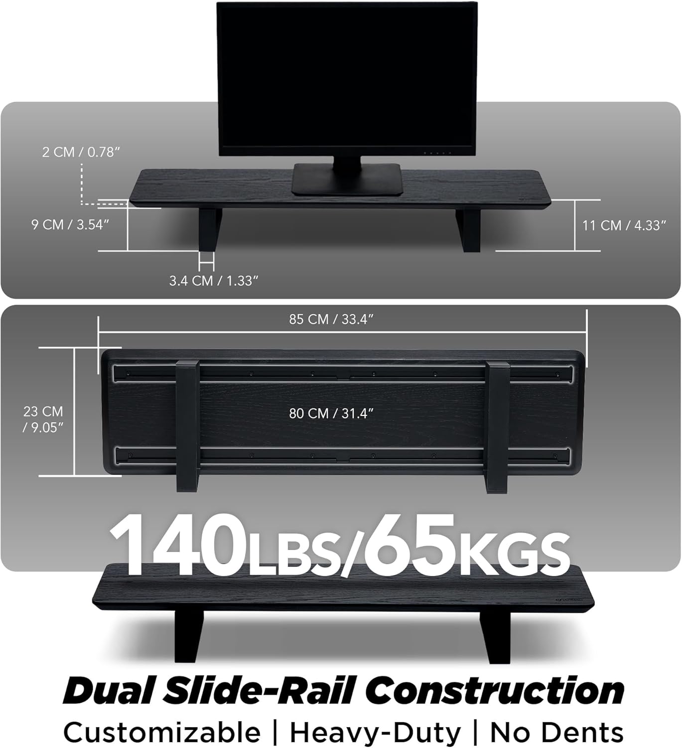 Moodular Wooden Monitor Stand Black with Add-on Accessories Vertical Laptop Tray, Phone Stand for MagSafe, Tablet Stand, Headphone Stand