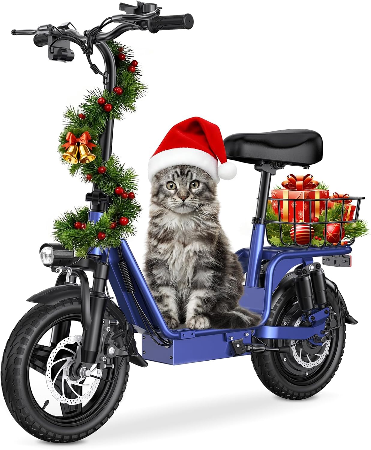 Adults Electric Scooter with Seat,1000W Peak Motor 48V 10.4AH Foldable Electric Scooter,14