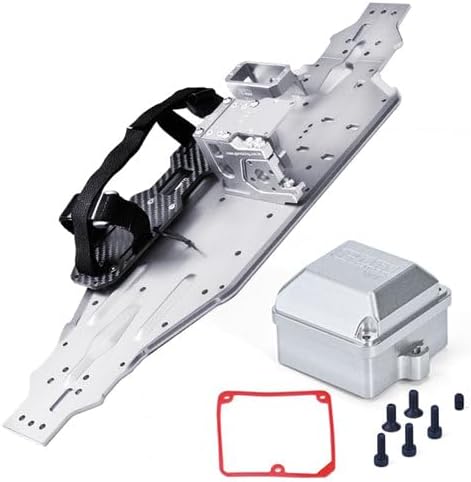 Aluminum 7075-T6 Chassis Plate with Battery Compartment + Radio Box + Motor Base + Servo Mount for Traxxas 1/8 4WD Sledge Monster Truck 95076-4 Upgrades - Silver