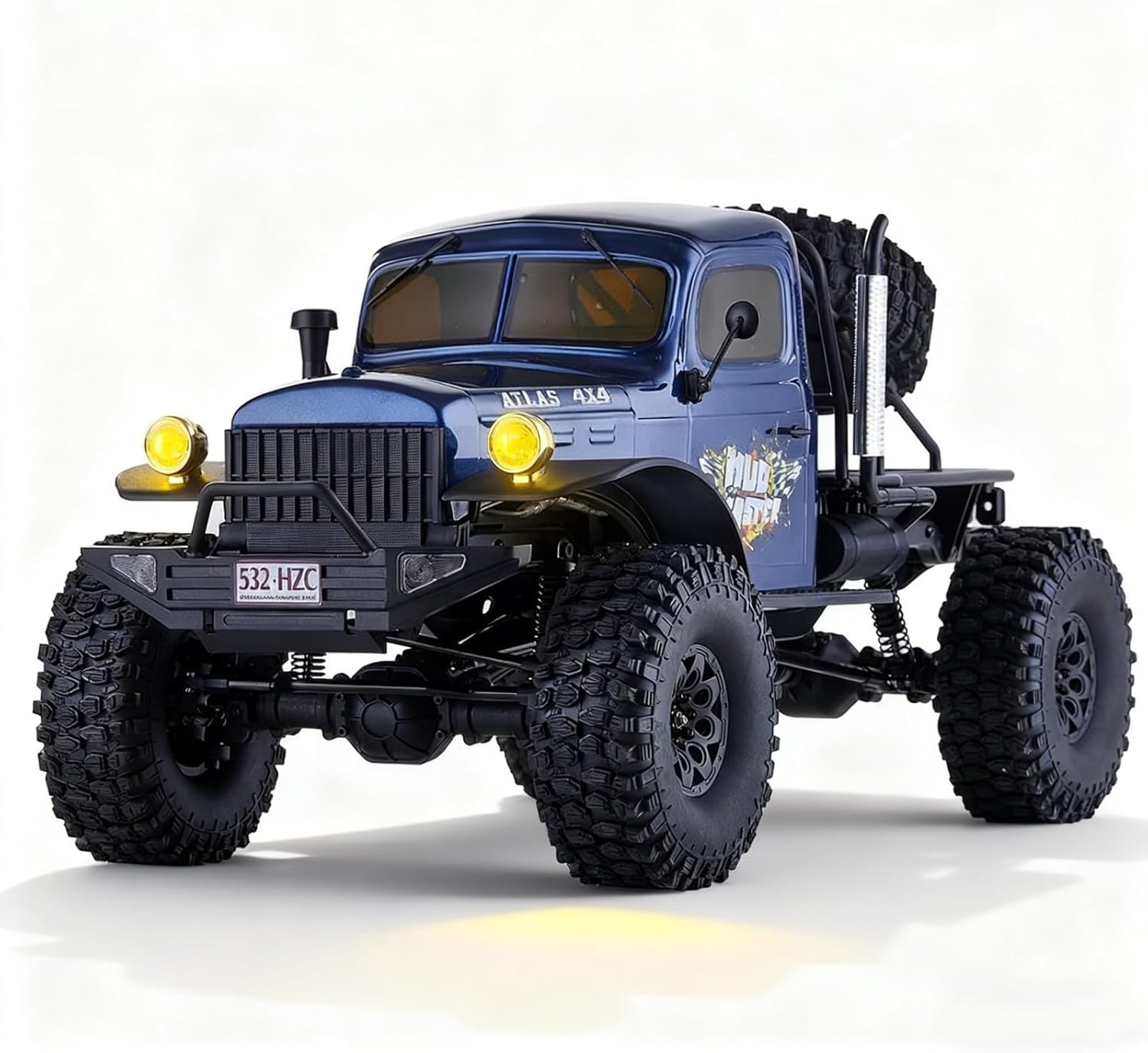 BEEZRC RocHobby 1/10 Scale Atlas RC Truck 4WD 2.4GHz RC Crawler RS RC Offroad Car Hobby Grade RC Remote Control car with Vehicle Transmitter for Adults(Blue)