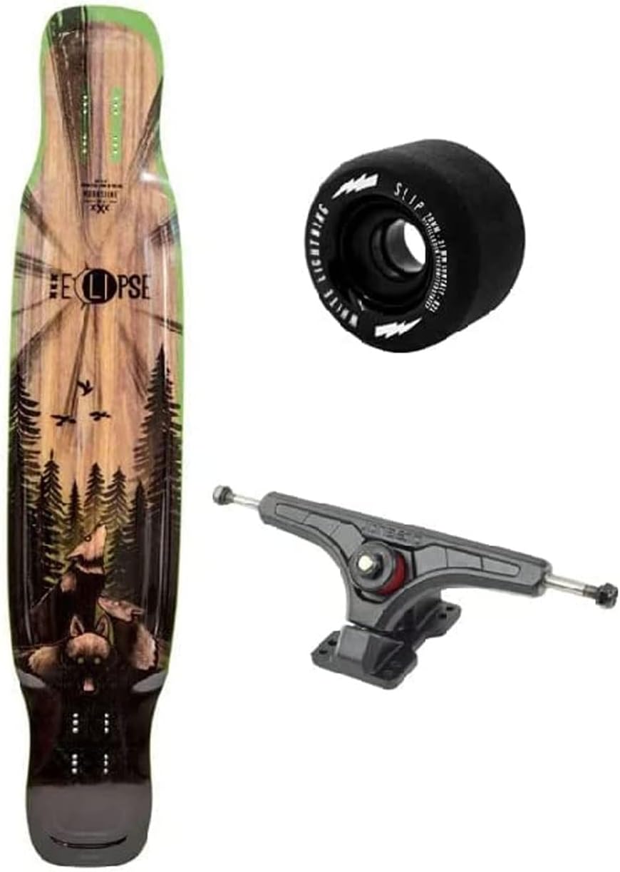 Eclipse Complete - Longboard Skateboard, Waterproof, Durable, Lightweight, Cruiser, by Moonshine Manufacturing (Medium Flex Complete with Trucks & Wheels)