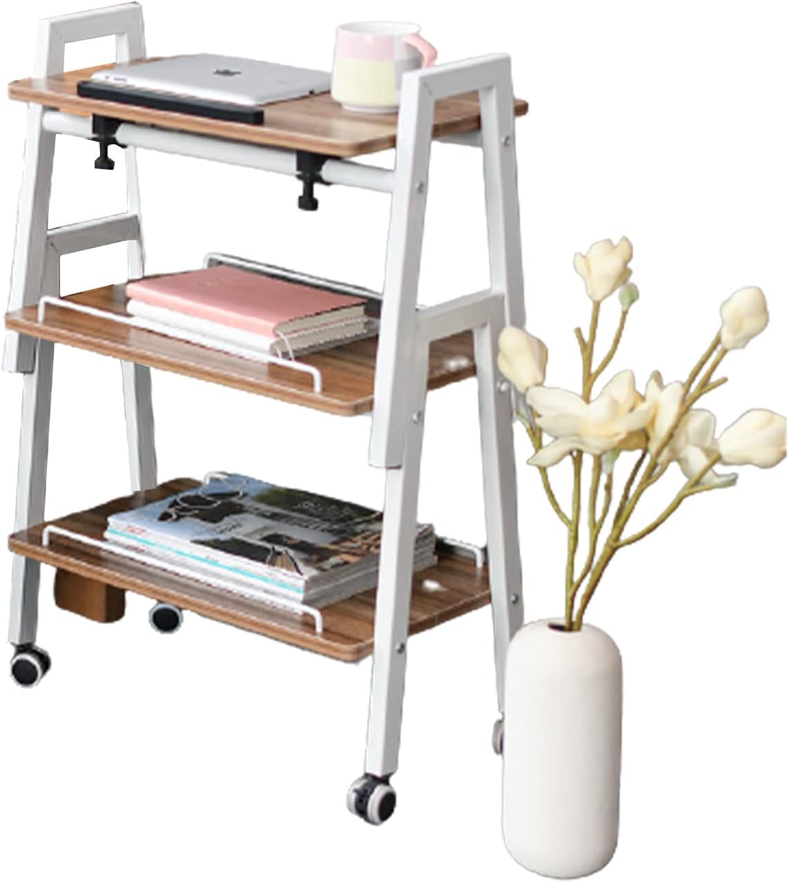 HB1 3-Tier Shelf Free Combination Cascading Ladder Industrial Bookcase Storage Rack for Living Room, Bedroom Kitchen Bathroom Office Home Decor