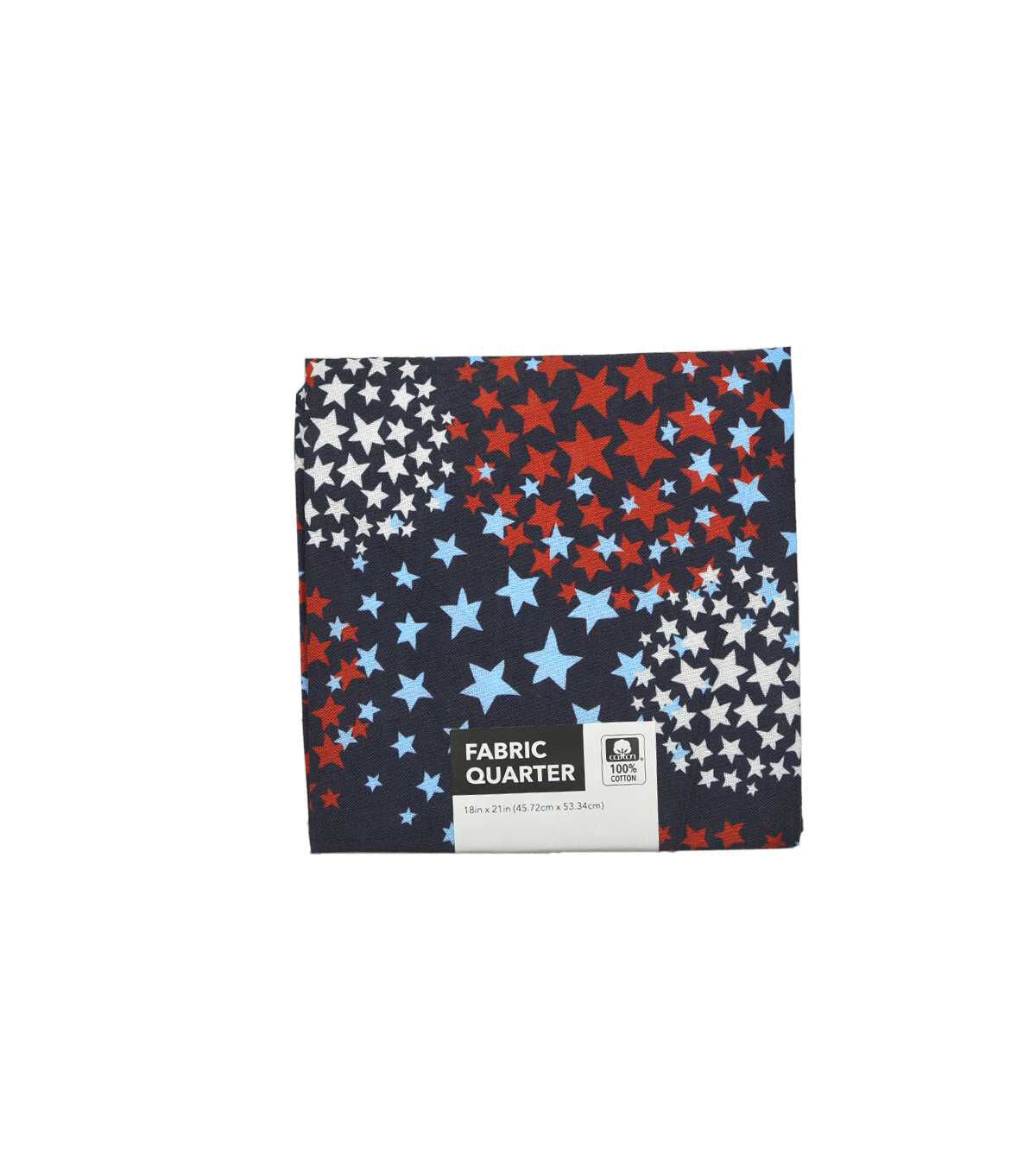 Star Circles Red White On Navy Cotton Fabric Quarter