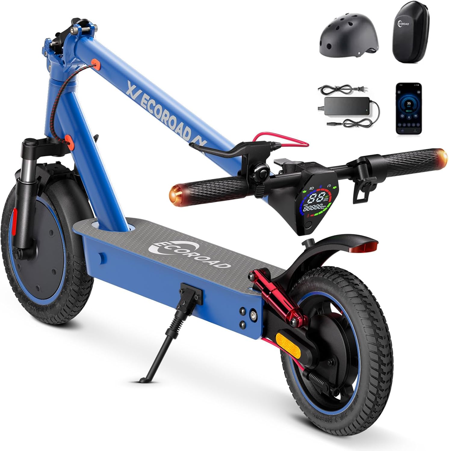 Electric Scooter, Up to 25 Miles Range & 21 MPH, 4 High-Performance Shock Absorbers, 500W Motor & 10