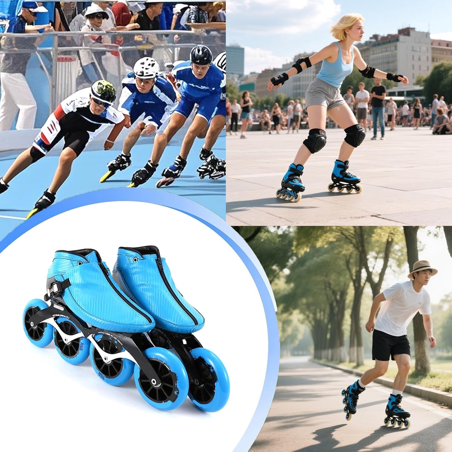 Professional Inline Speed Skates for Adults, Carbon Fiber Speed Inline Roller Skates Men Women, Lightweight Adjustable Racing Inline Skates, Unisex