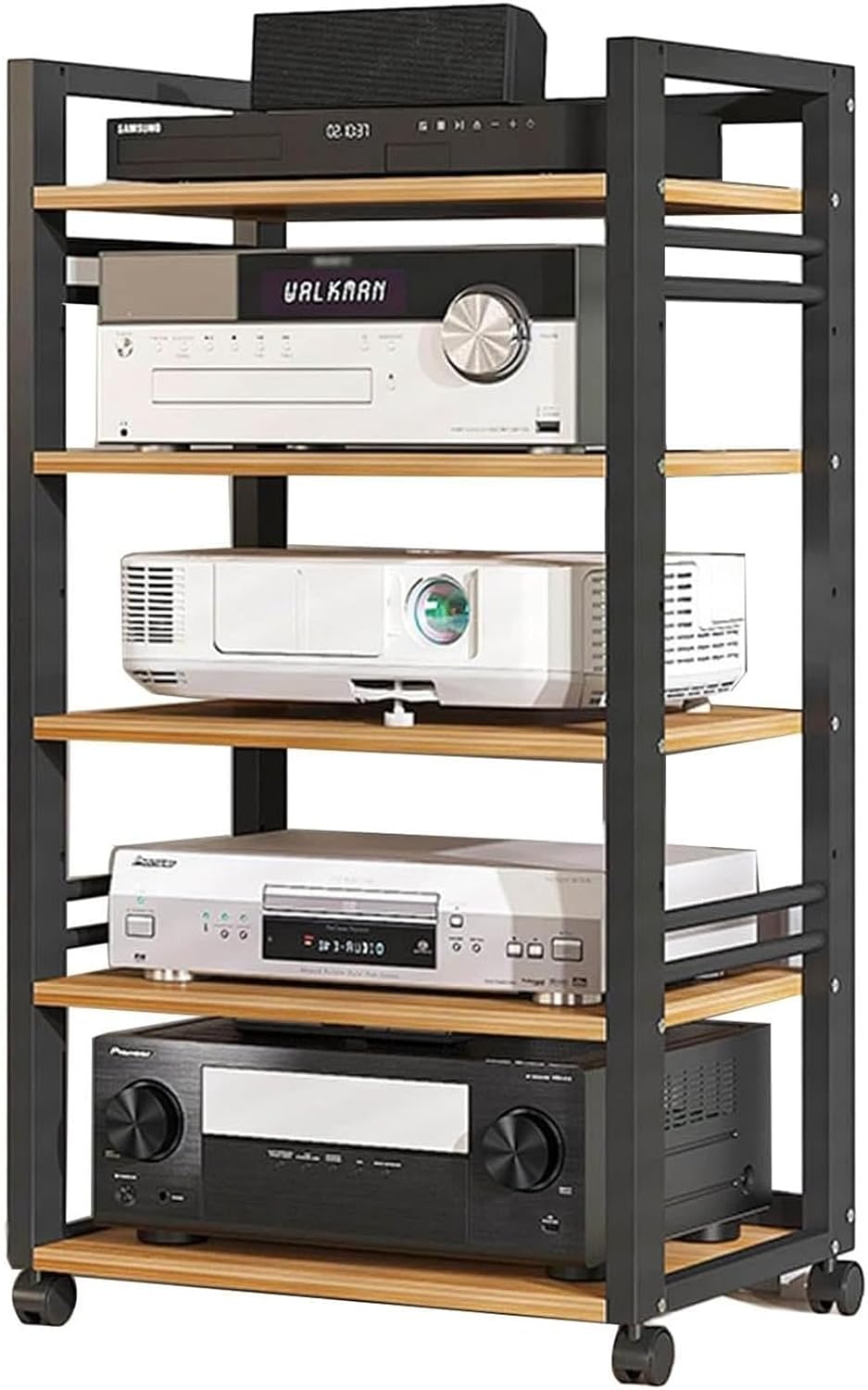 Movable Audio Stand Media Player Stand Adjustable Open Storage Rack Power Amplifier Equipment Cabinet Floor-Standing Multi-Function Shelf Cabinet